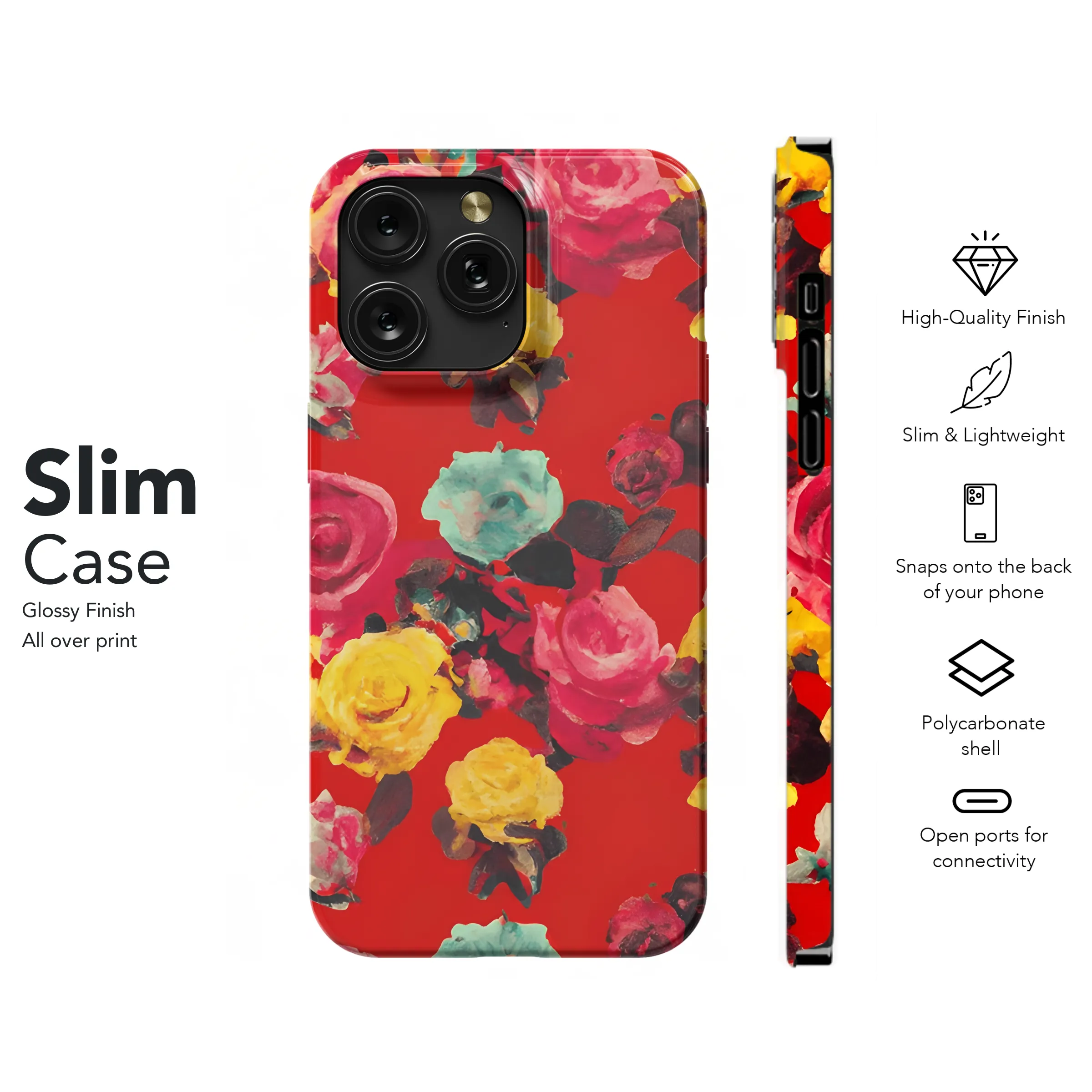 Frida Red Roses Phone Case iPhone Samsung Cover Pixel 3275