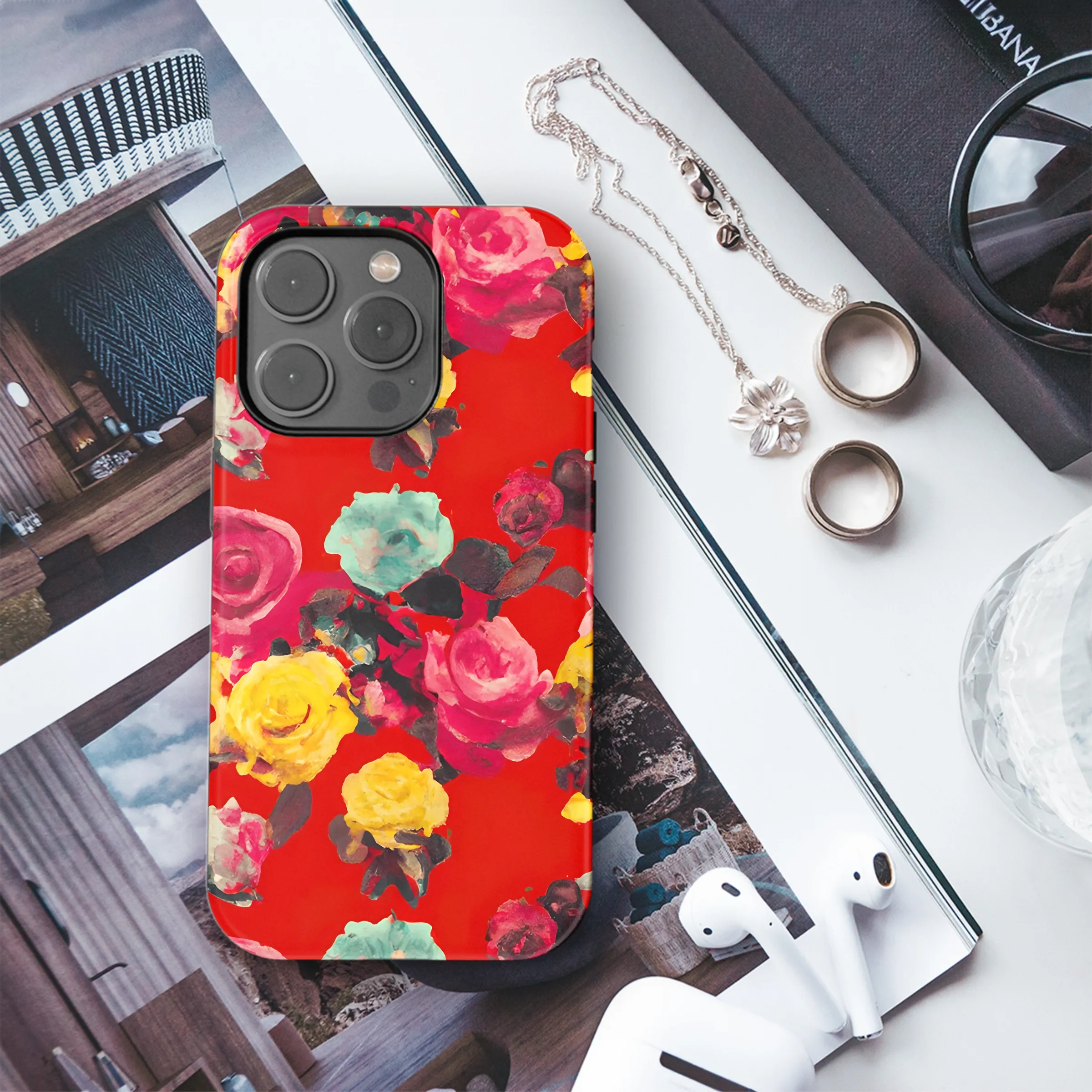 Frida Red Roses Phone Case iPhone Samsung Cover Pixel 3275