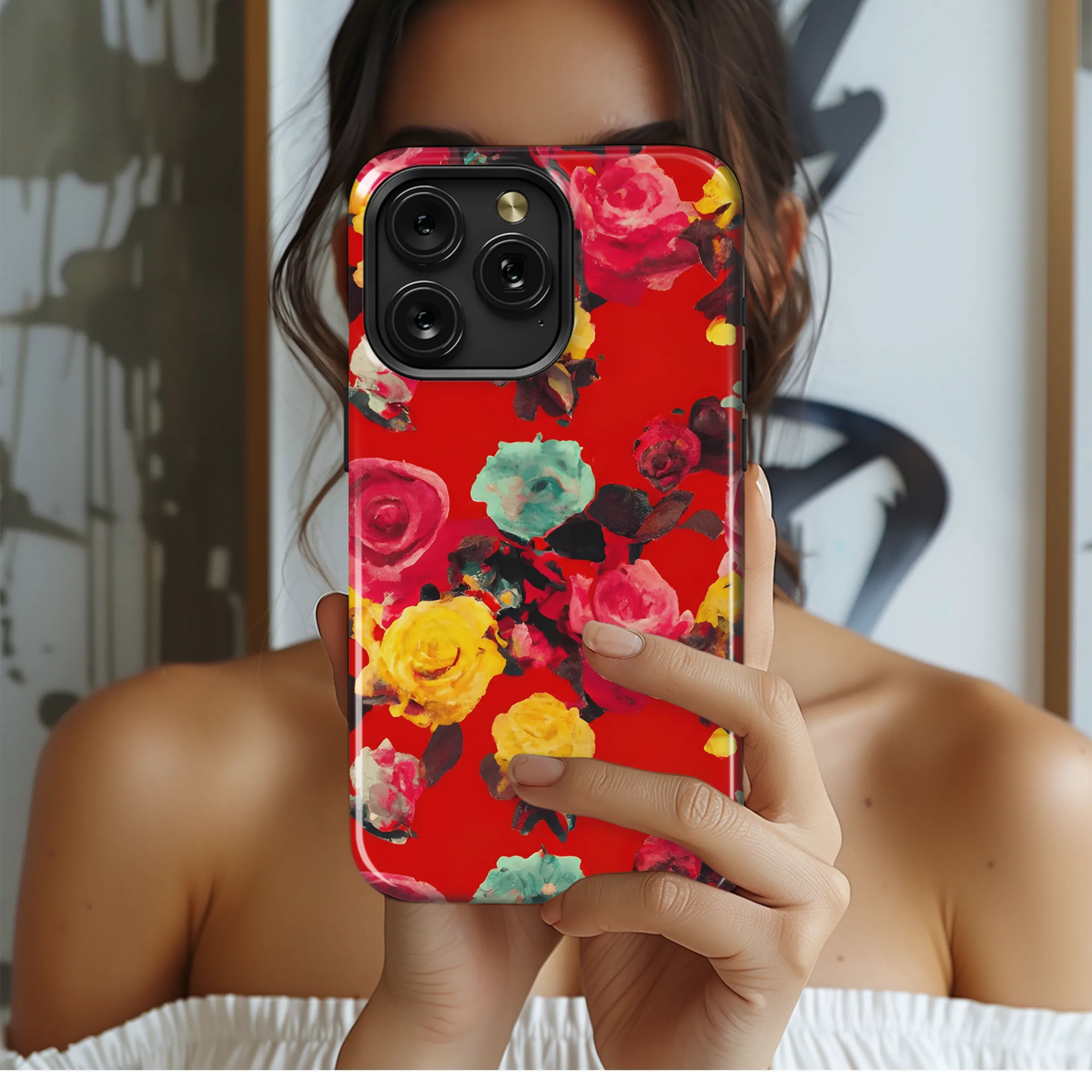 Frida Red Roses Phone Case iPhone Samsung Cover Pixel 3275