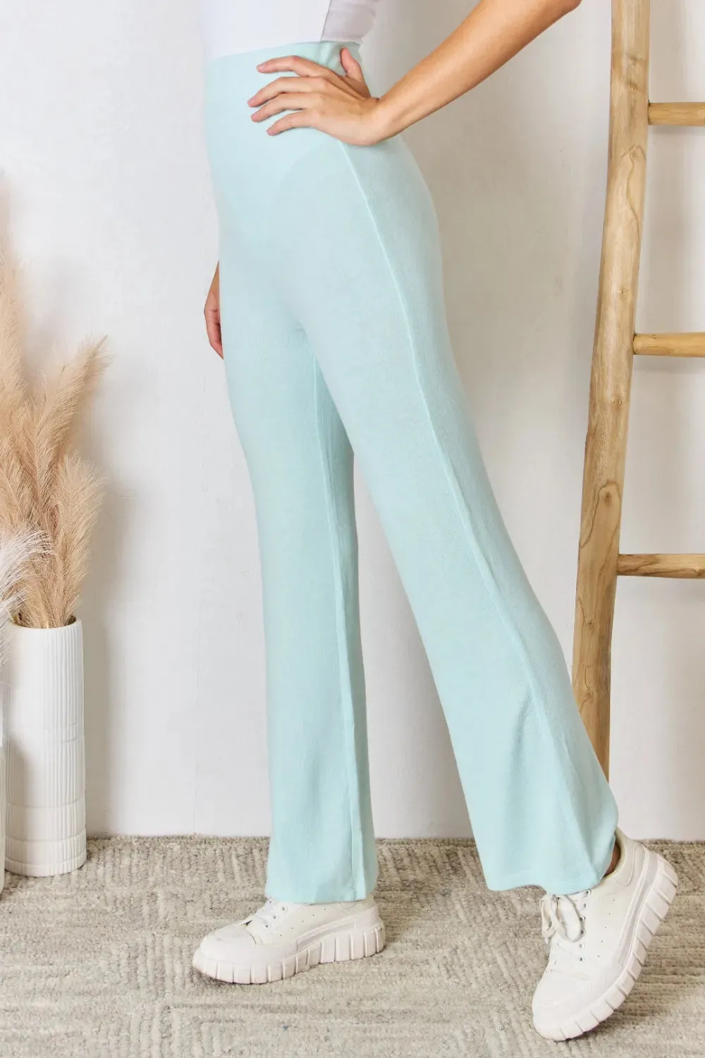 Full Size High Waist Ultra Soft Knit Flare Pants