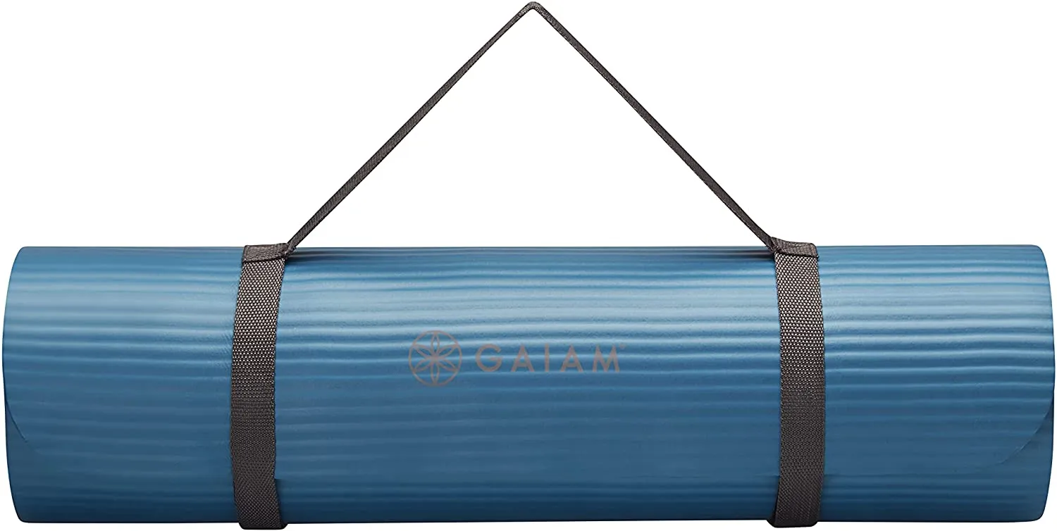 Gaiam Extra-Thick Yoga Fitness Mat and Exercise Mat with Non-Slip Texture and Easy Carry Strap