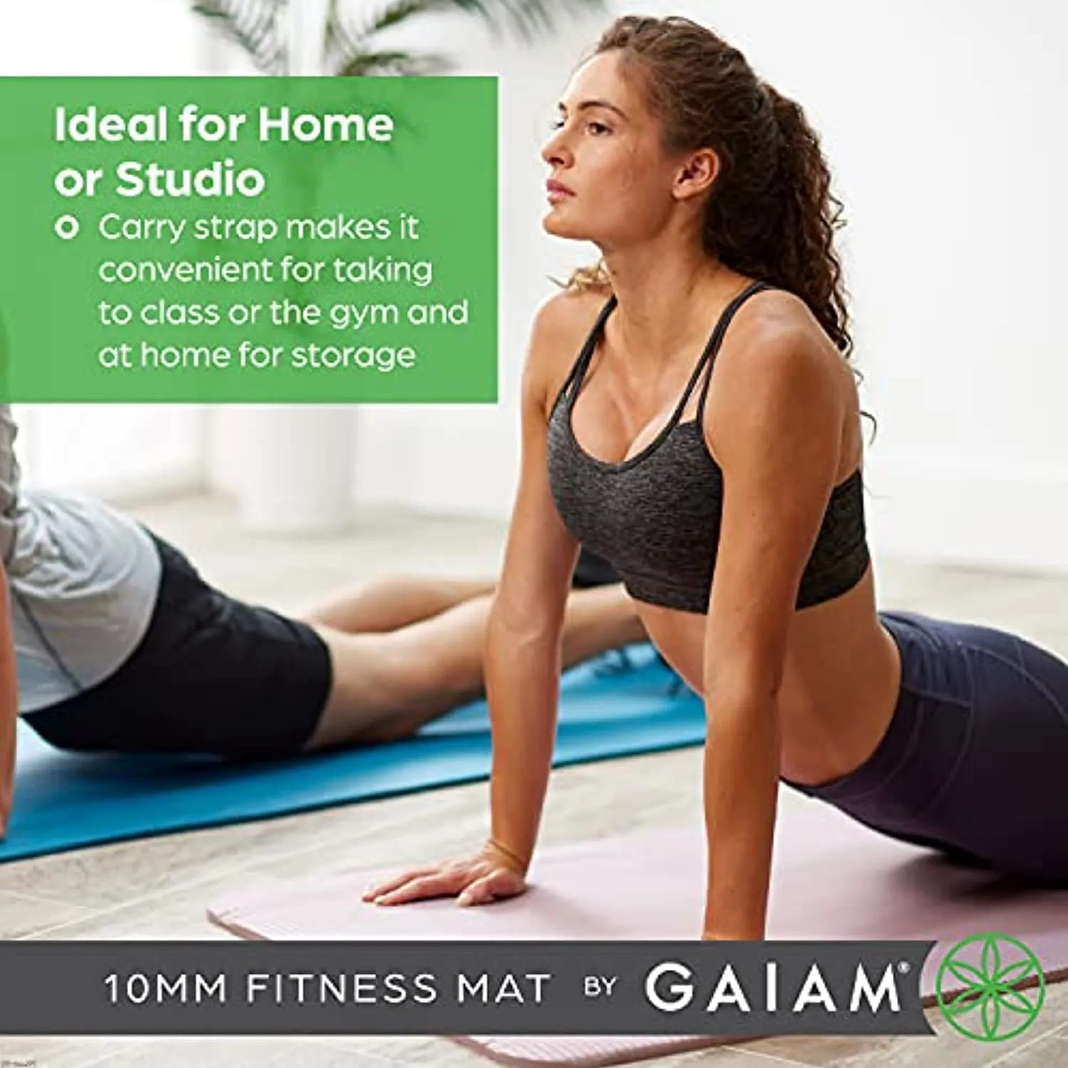 Gaiam Extra-Thick Yoga Fitness Mat and Exercise Mat with Non-Slip Texture and Easy Carry Strap