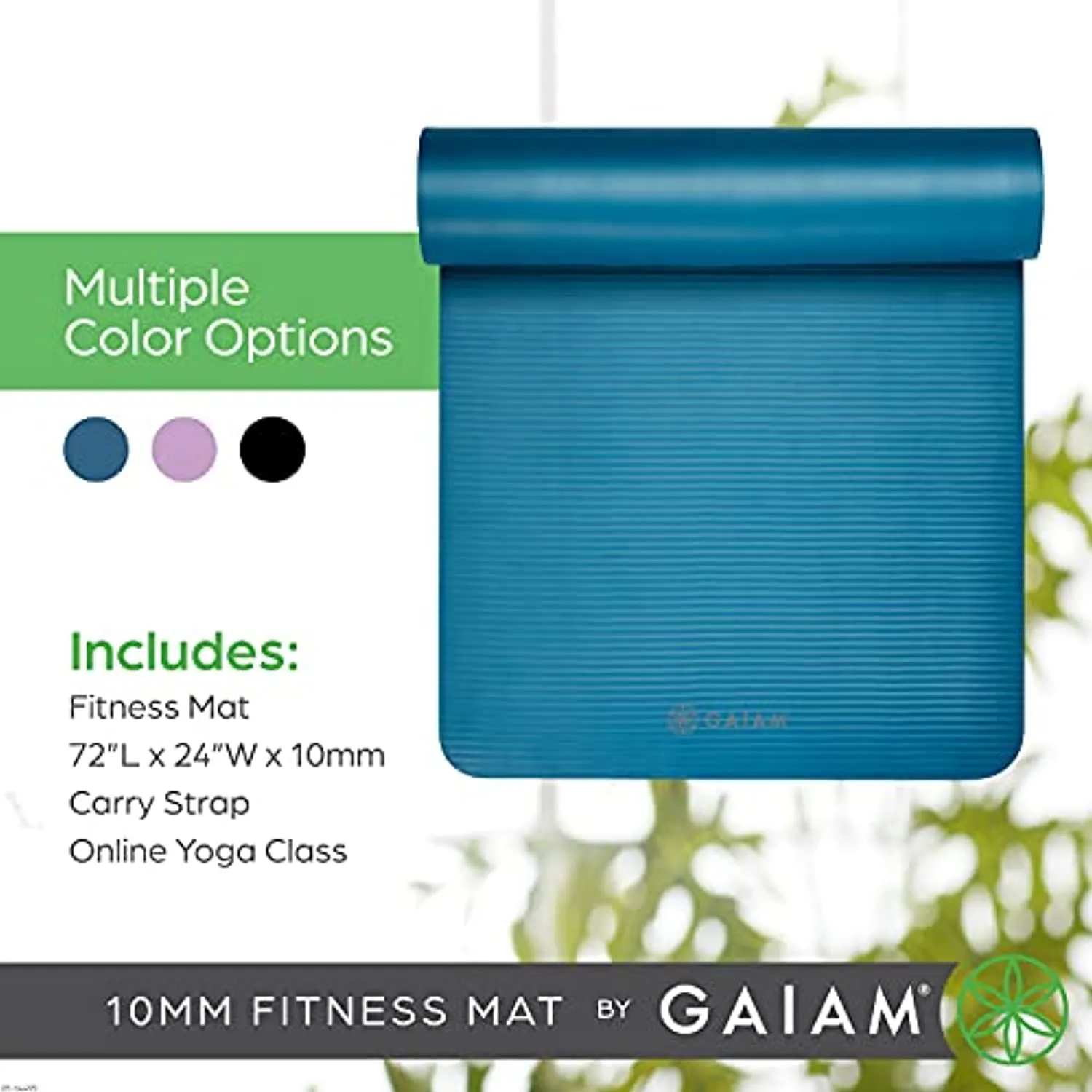 Gaiam Extra-Thick Yoga Fitness Mat and Exercise Mat with Non-Slip Texture and Easy Carry Strap