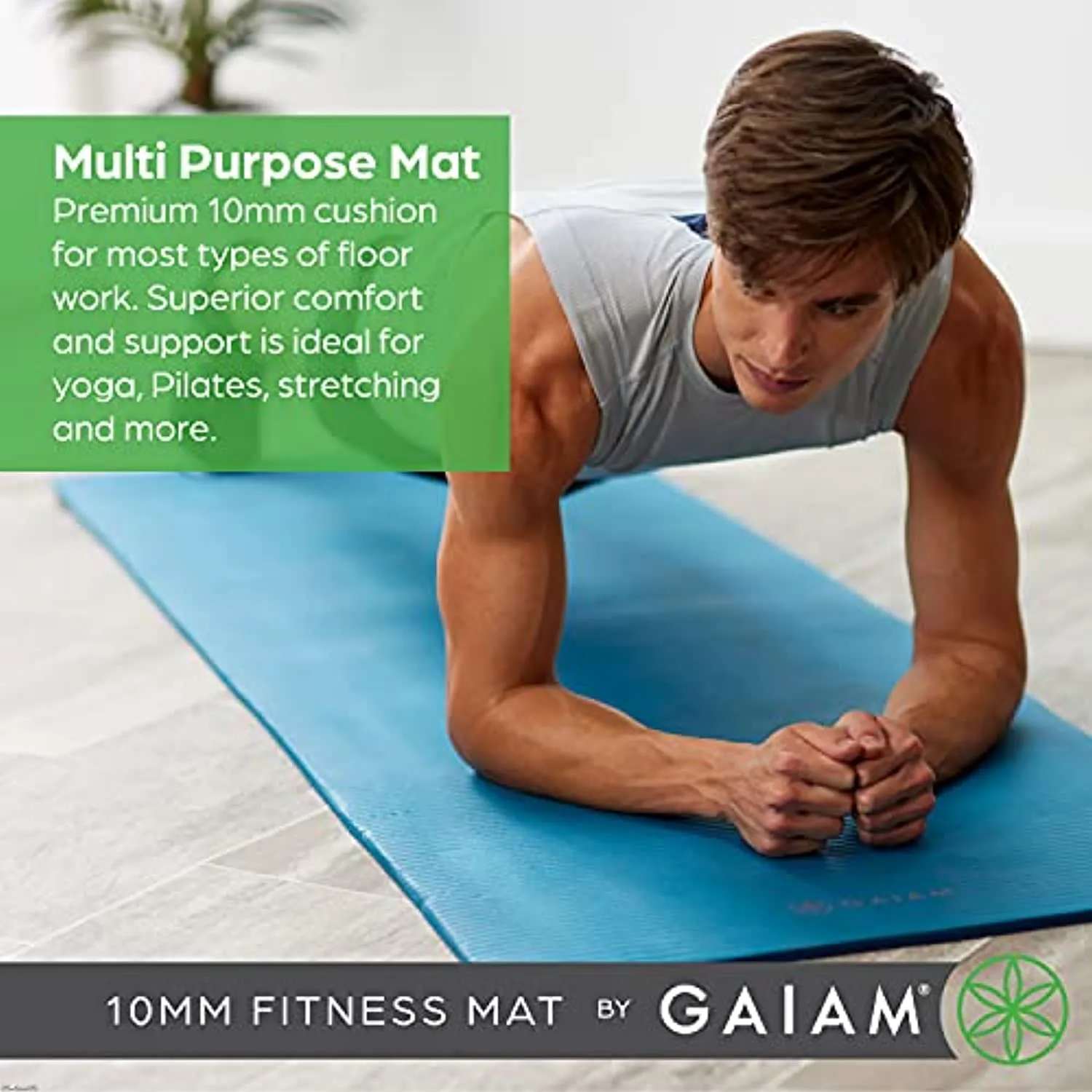 Gaiam Extra-Thick Yoga Fitness Mat and Exercise Mat with Non-Slip Texture and Easy Carry Strap