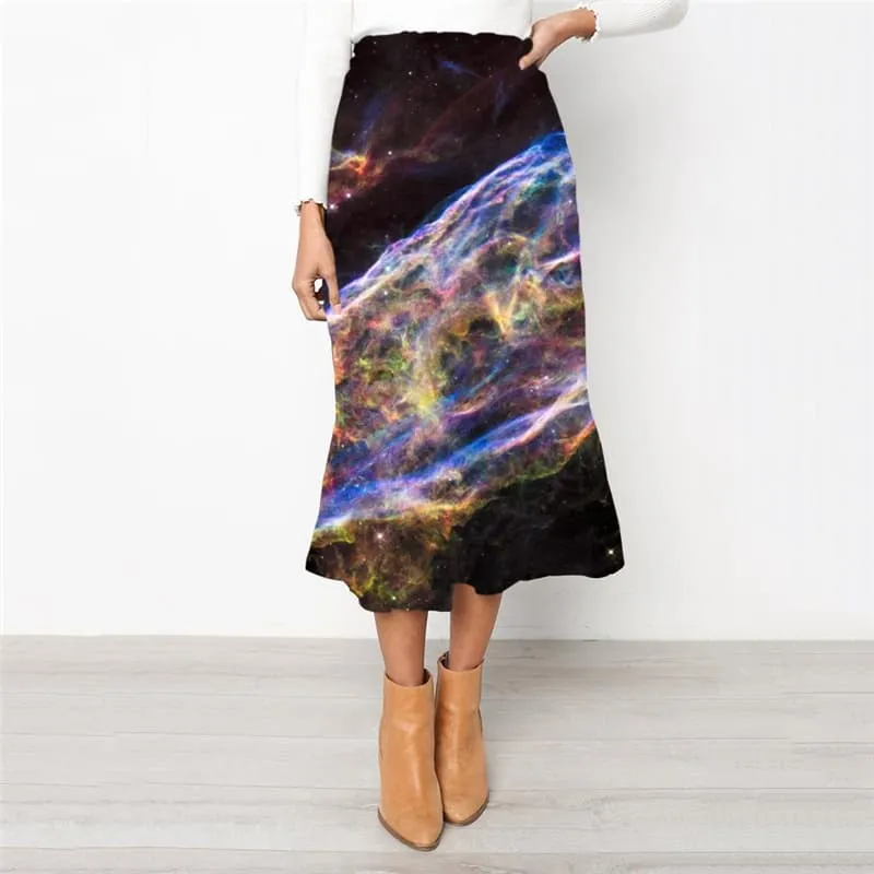 Galaxy Skirt Women Space Skirt Ladies Universe School skirt Colorful High waist skirts