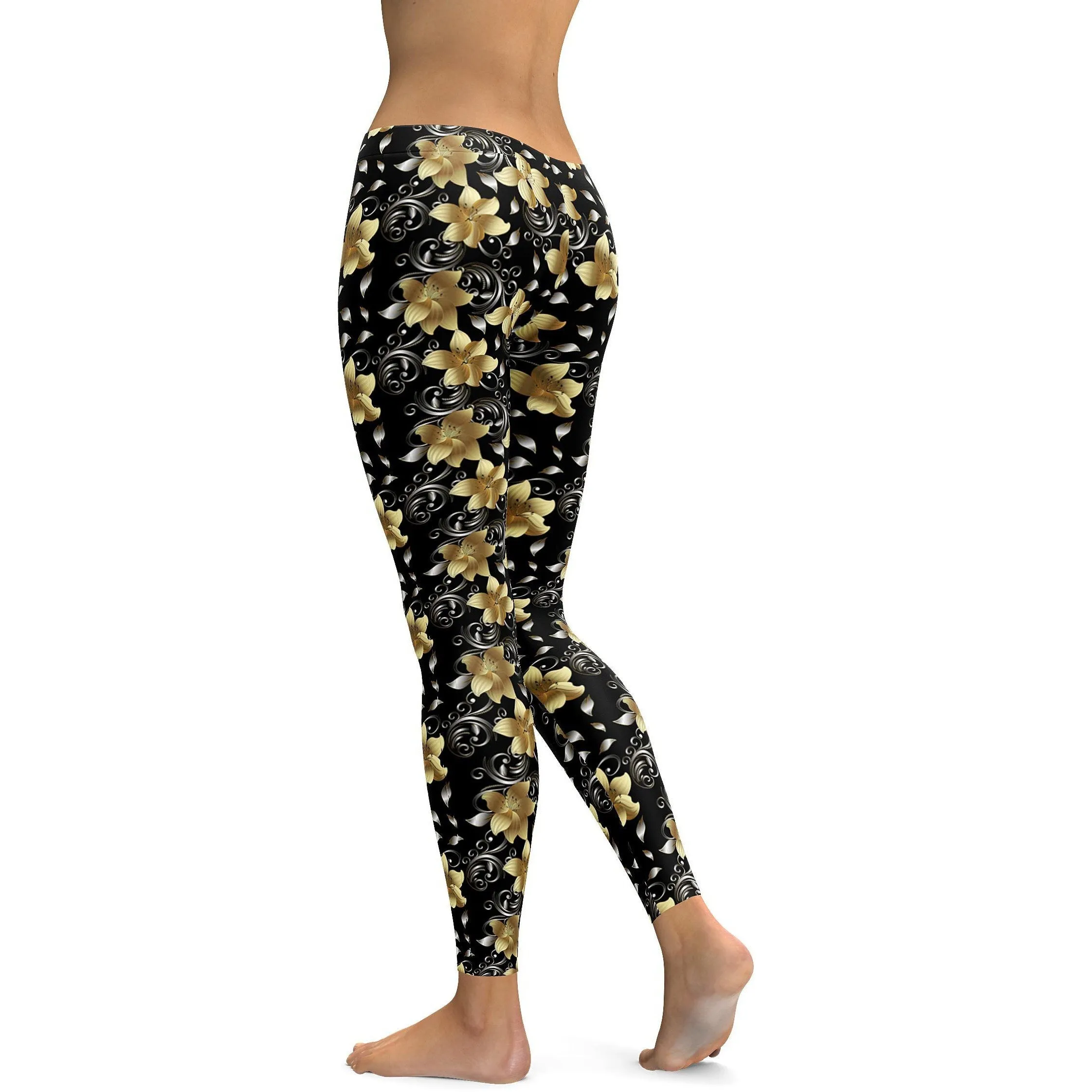 Golden Flowers Leggings