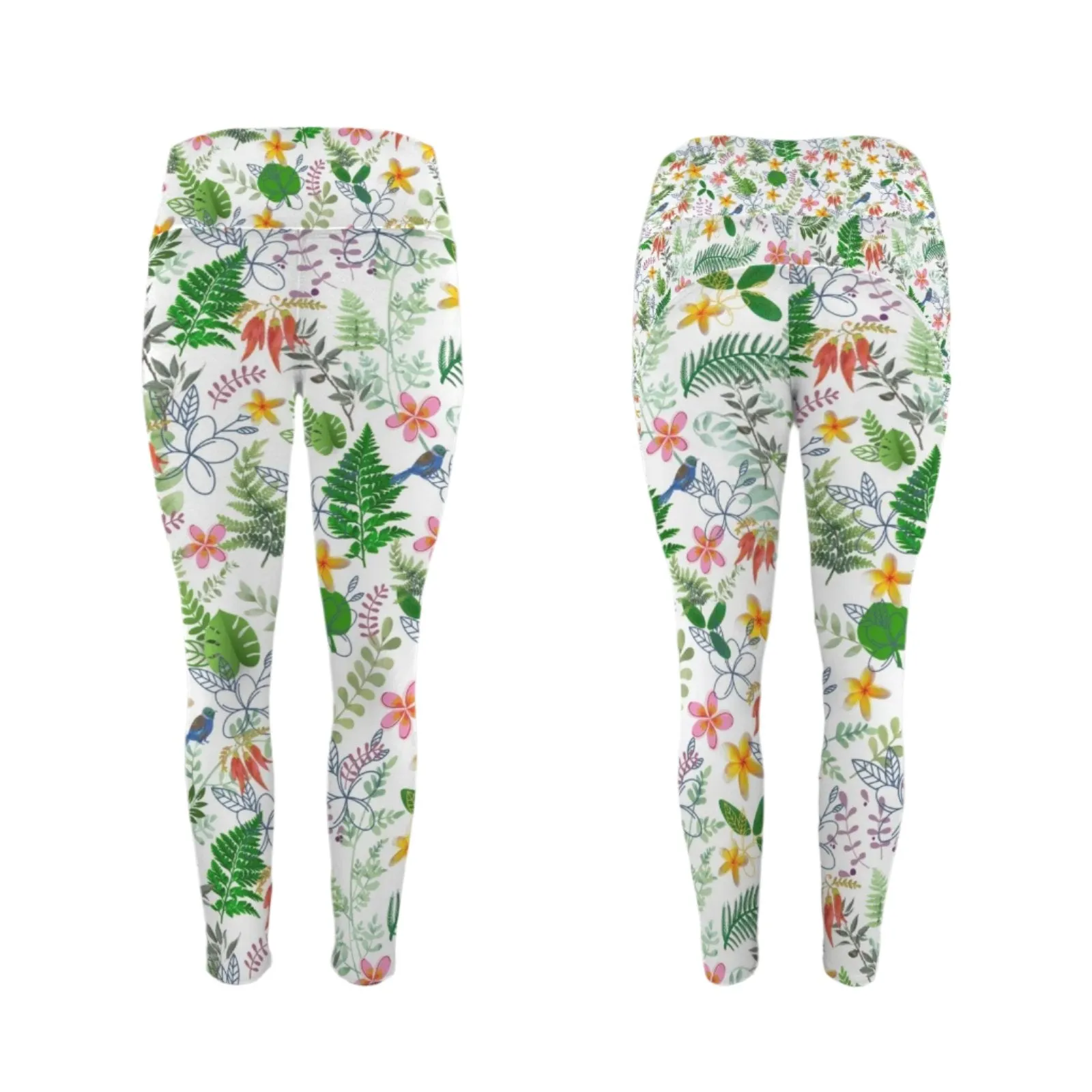 Graphic Floral Leggings with Pockets up to 5 XL (FWS)