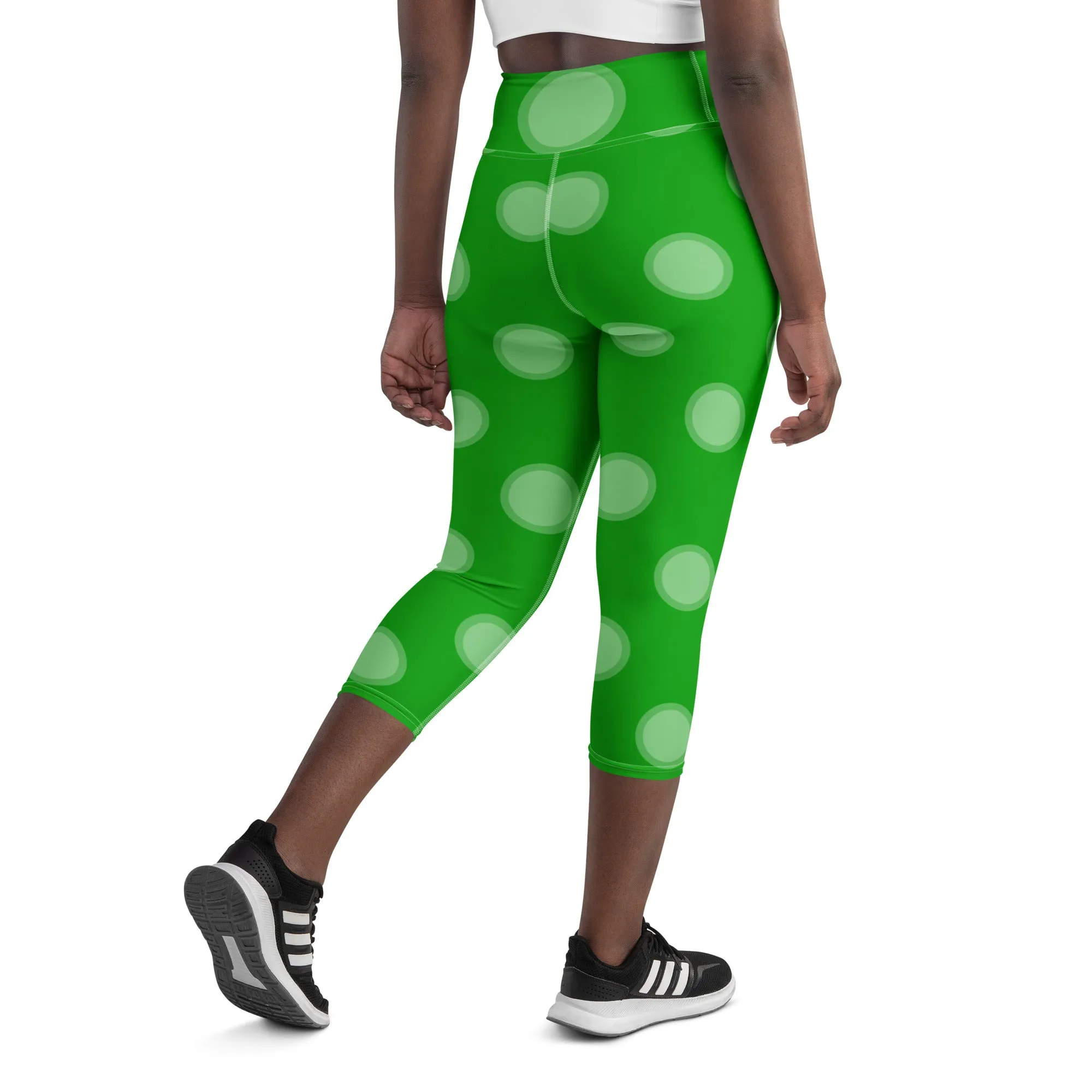 Green Polka Dots Yoga Capri Leggings | Fitness Capri Leggings, lioness-love