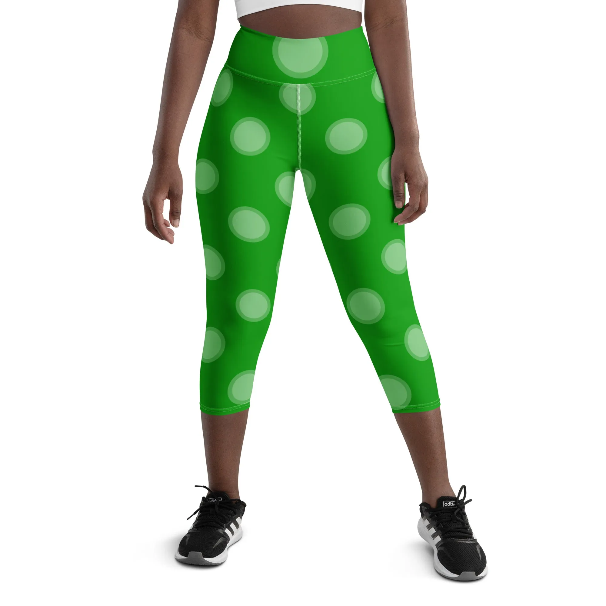 Green Polka Dots Yoga Capri Leggings | Fitness Capri Leggings, lioness-love