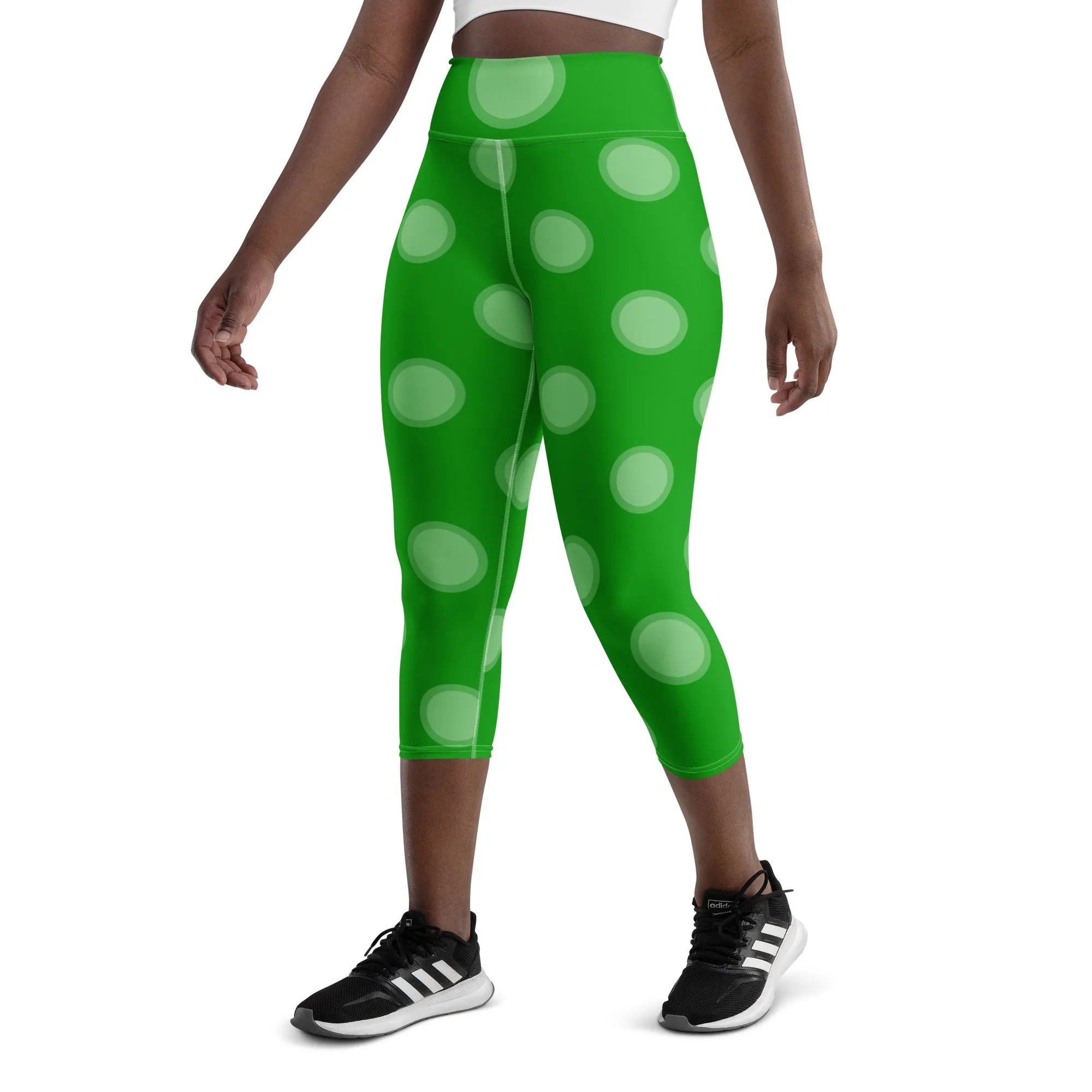 Green Polka Dots Yoga Capri Leggings | Fitness Capri Leggings, lioness-love