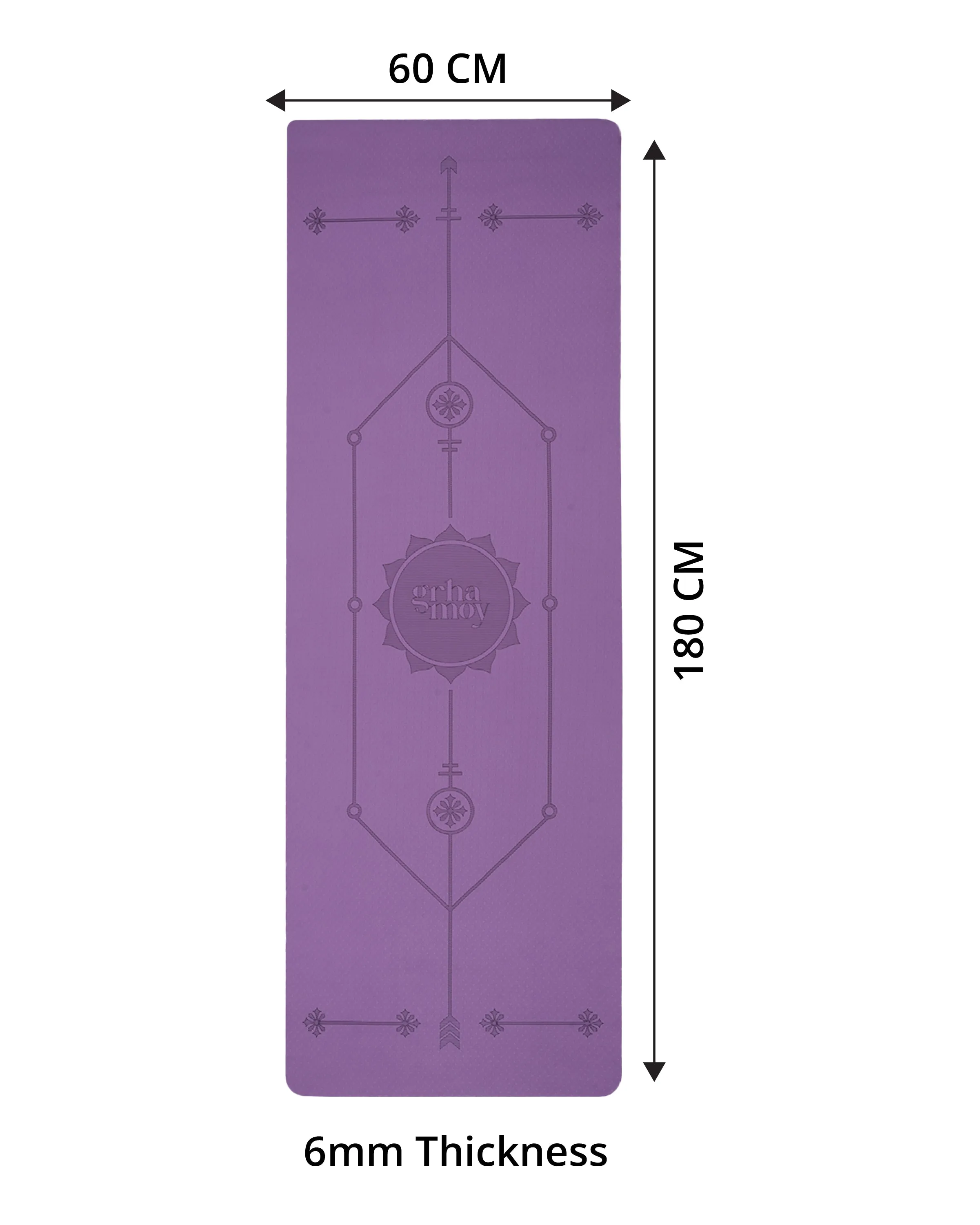 Grhamoy TruAlign Purple Warrior Rubber Yoga Mat | 6 mm Thick