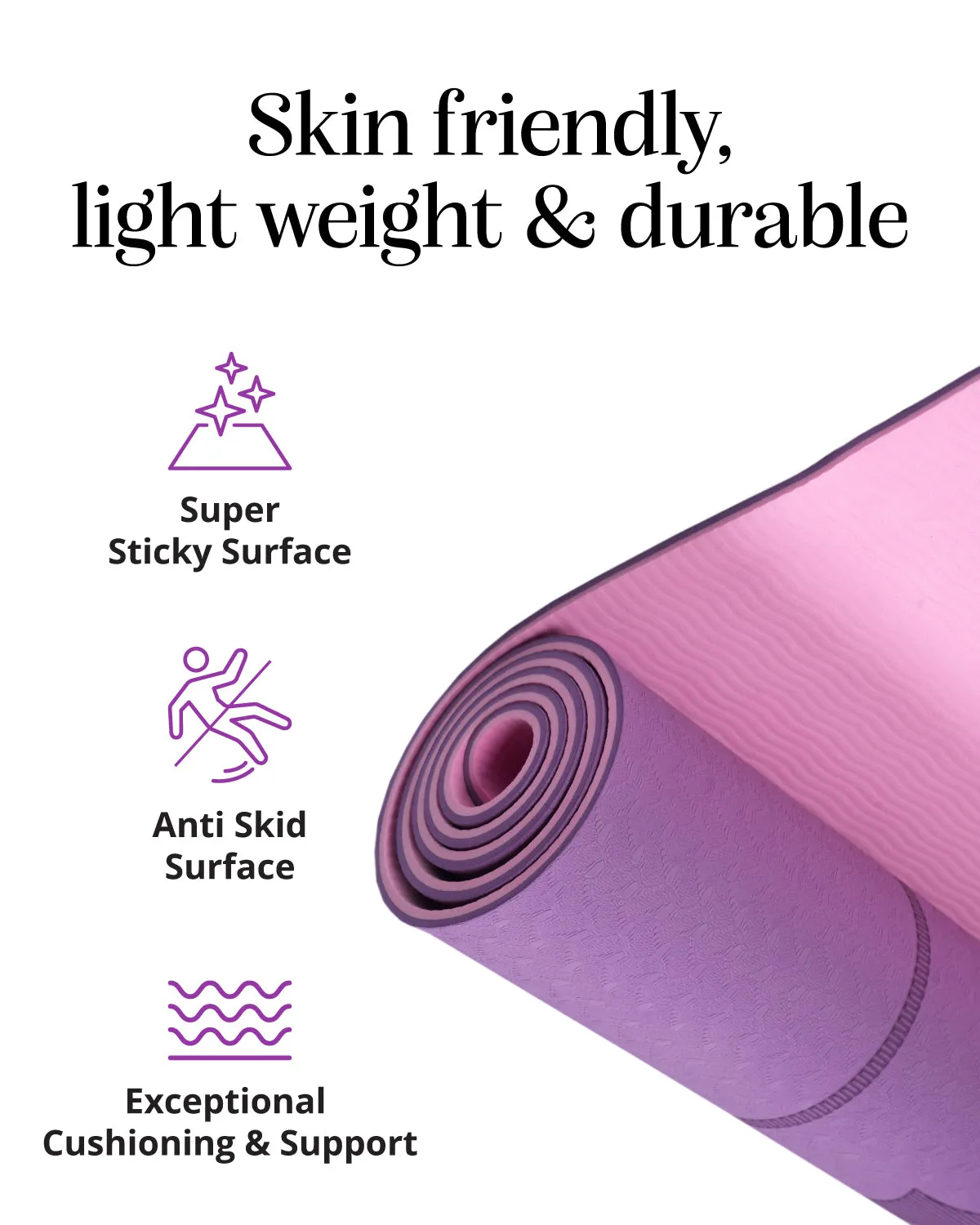 Grhamoy TruAlign Purple Warrior Rubber Yoga Mat | 6 mm Thick