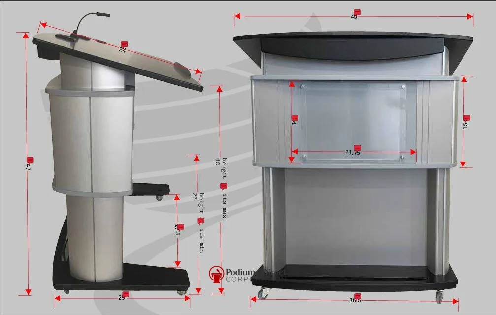 Height Adjustable Podium Aluminum Motorized Accessible Lectern - FREE SHIPPING!