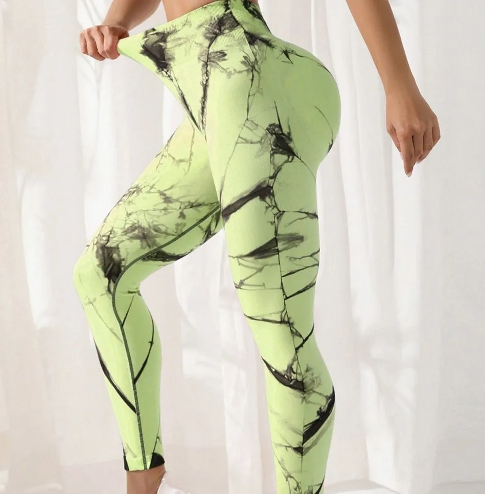 High Waist Leggings for Women, Tie-Dye Spandex Yoga Pants - Comfortable for Running and Fitness