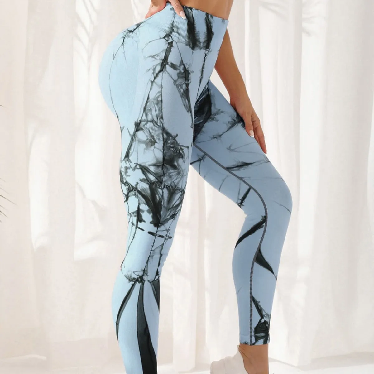 High Waist Leggings for Women, Tie-Dye Spandex Yoga Pants - Comfortable for Running and Fitness