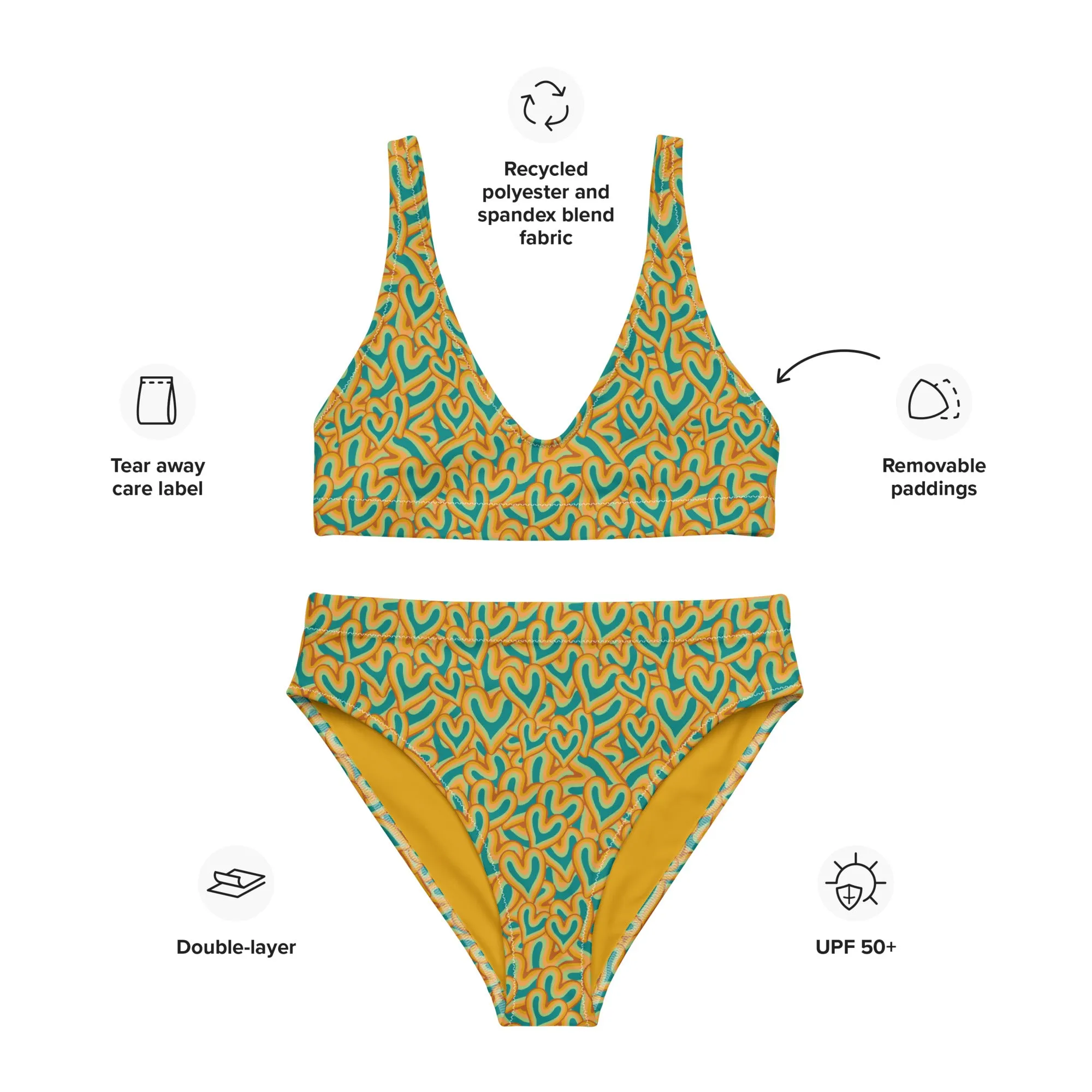 High Waisted Bikini Womens (Glamourange Luxury Bikini High Waisted - 0053 Patterns Model)