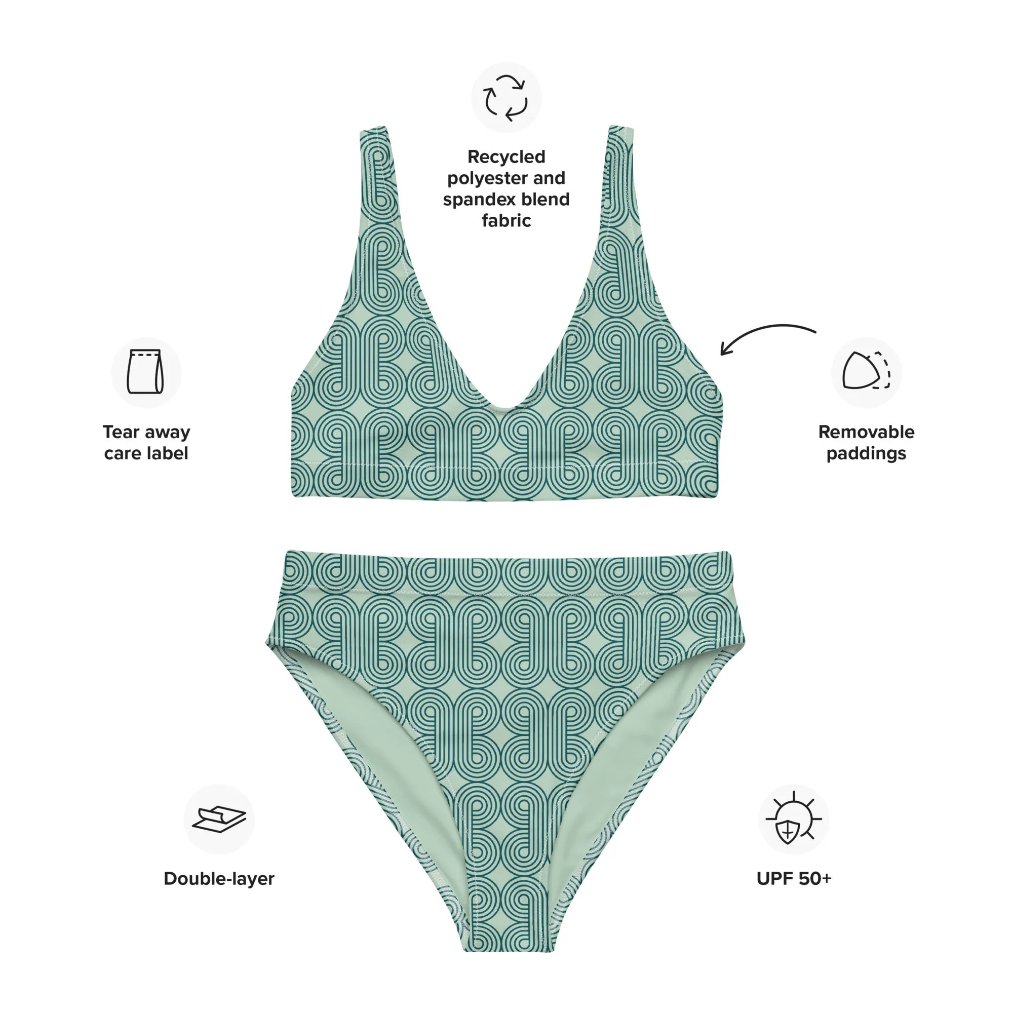 High Waisted Bikini Womens (Glamourange Luxury Bikini High Waisted - 0097 Patterns Model)