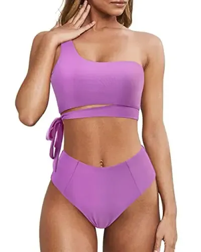 High Waisted One Shoulder Bikini