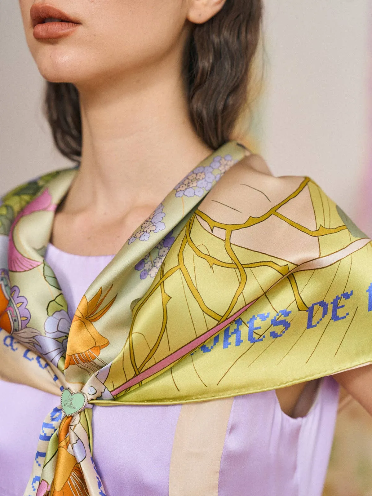 Lost Pattern NYC - FRIDA x LOST PATTERN "Los Amores de Frida" Large Silk Scarf - Pastel