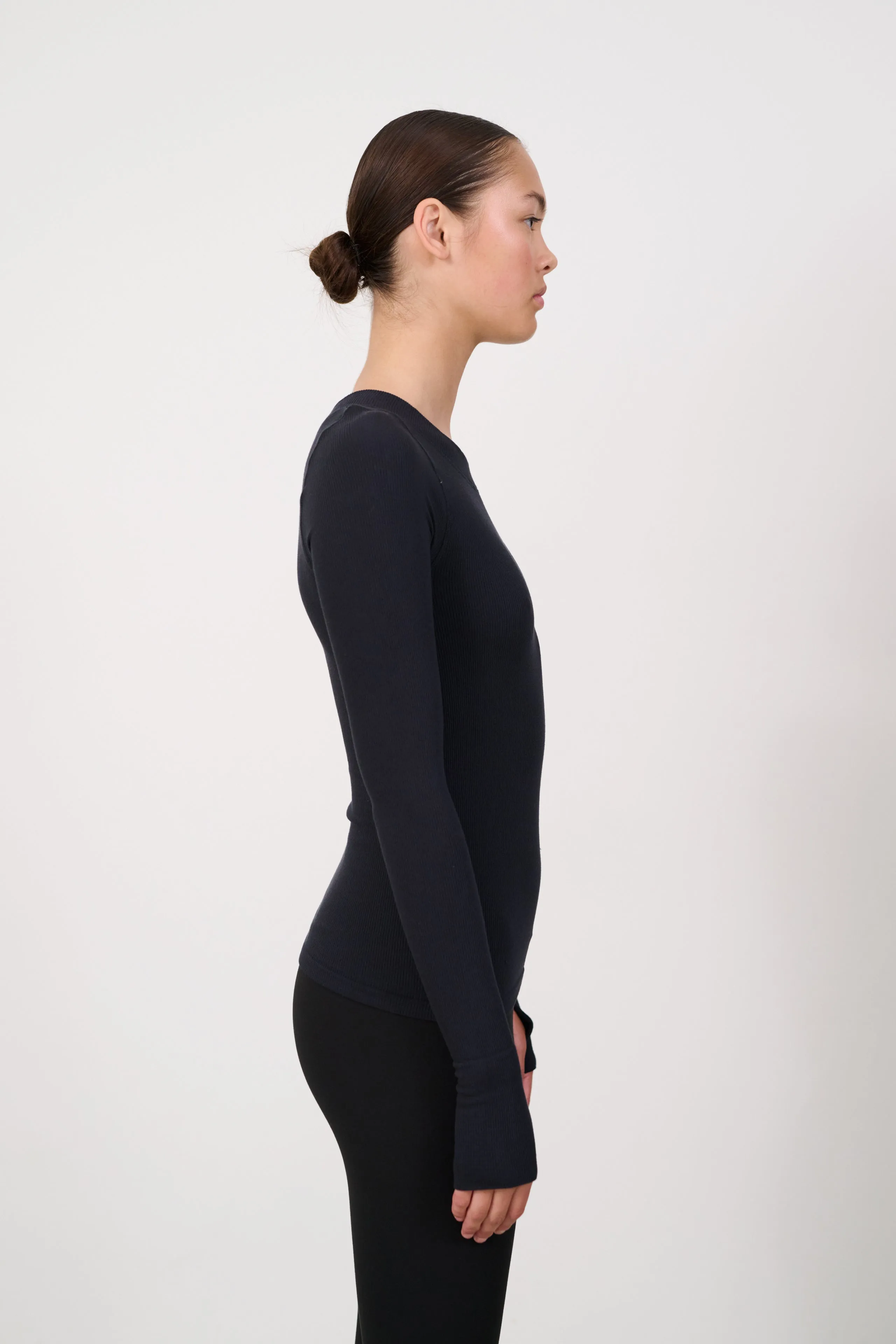 MAIA MicroModal soft rib longsleeve - Black