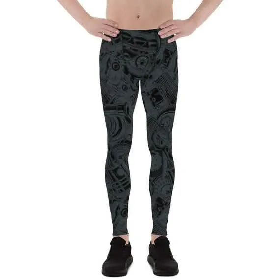 Men's Auto Parts Inspired Performance Leggings - Jet Black