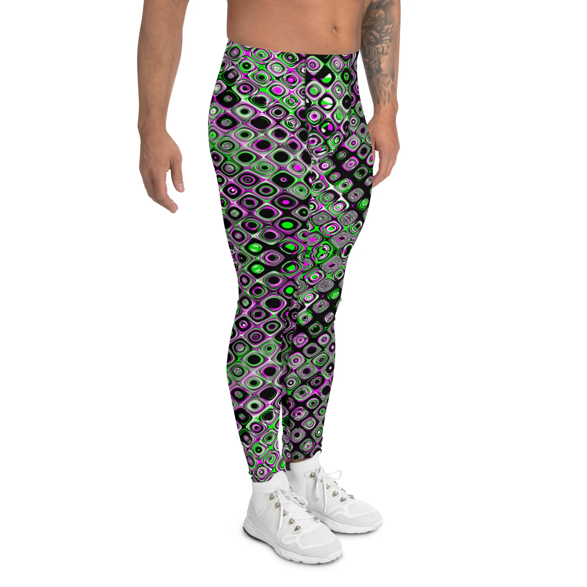 Men's Leggings, Ecstatic Dance, Festival, Rave, Gym Leggings, Trippy Leggings, Wrestling, Yoga