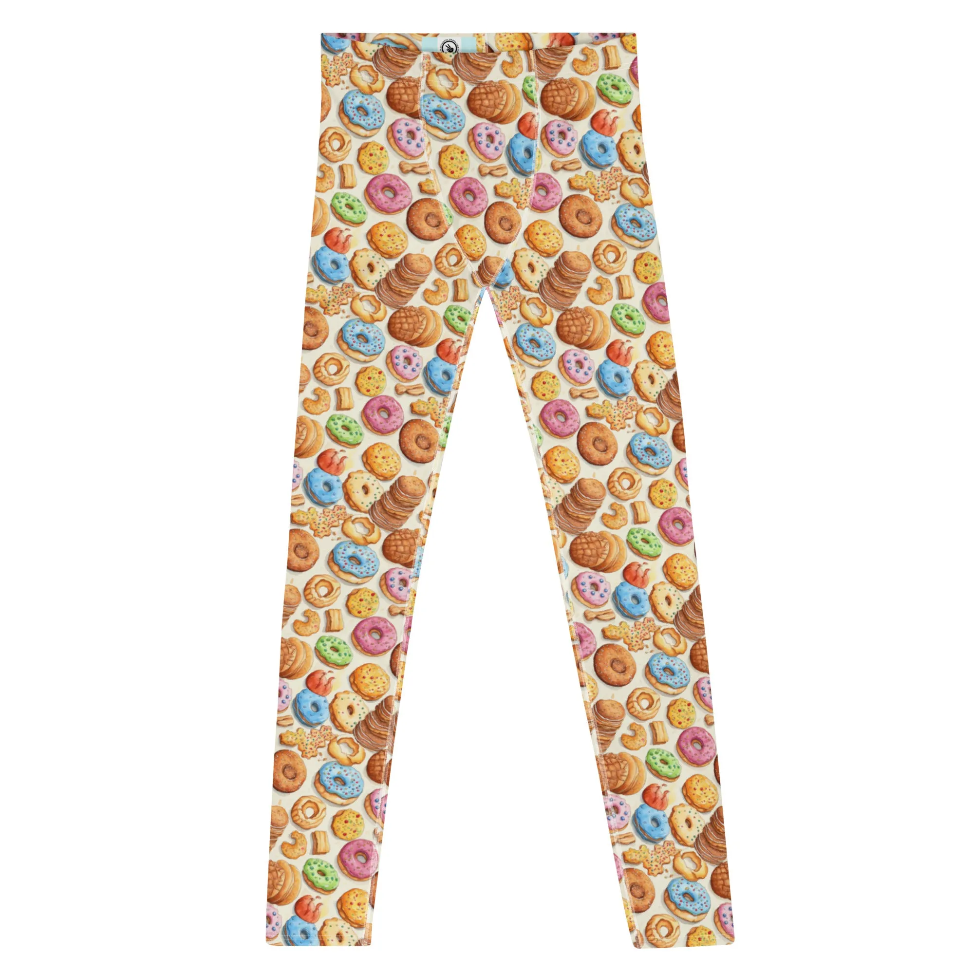 Men's Leggings with Donuts, Dance Leggings, Workout, Festival, Colorful, Gym Leggings, Mens Cycling, Printed Leggings, Yoga Pants