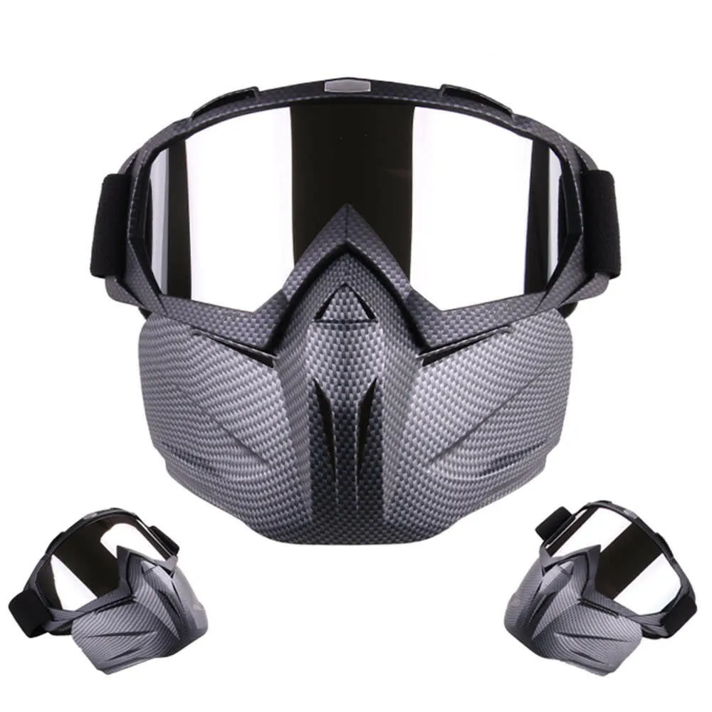 Motorcycle Helmet Riding Detachable Modular Face Mask Windproof Breathable Shield Goggles Outdoors