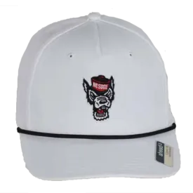 NC State Wolfpack White Wolfhead Structured Rope Adjustable Hat