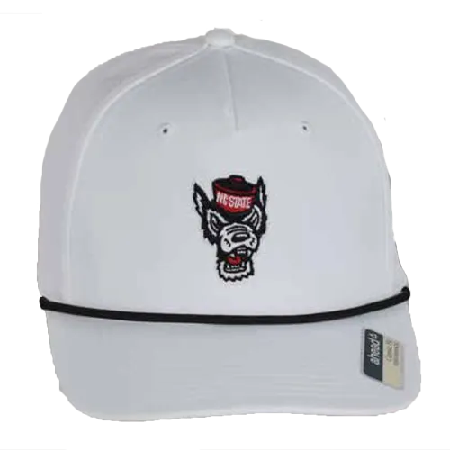 NC State Wolfpack White Wolfhead Structured Rope Adjustable Hat