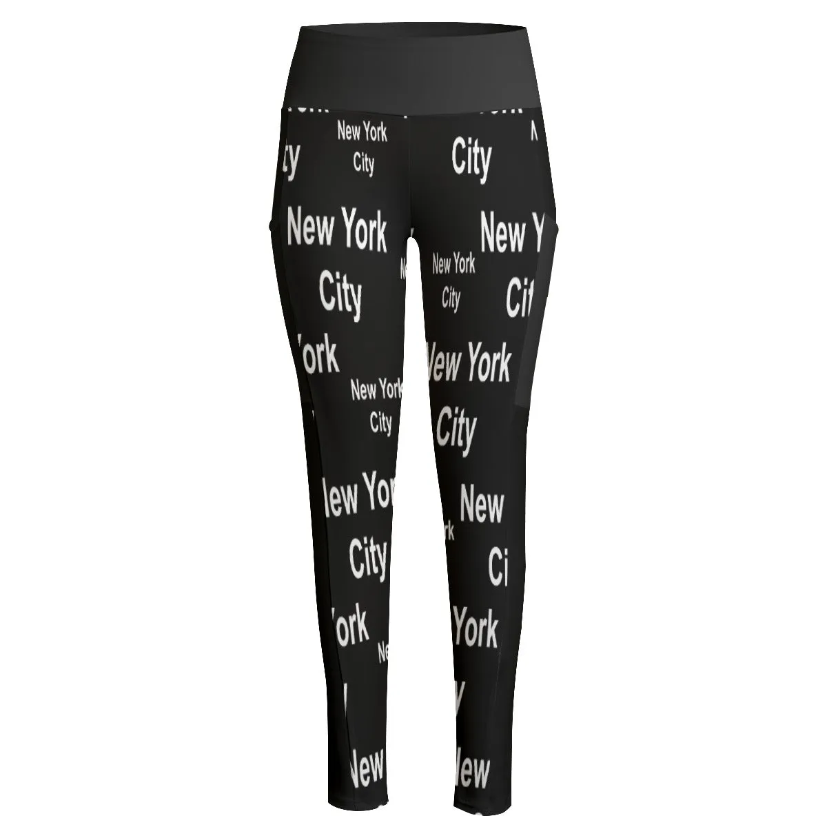 New York City Black High Waist Leggings With Side Pockets up to 6 XL