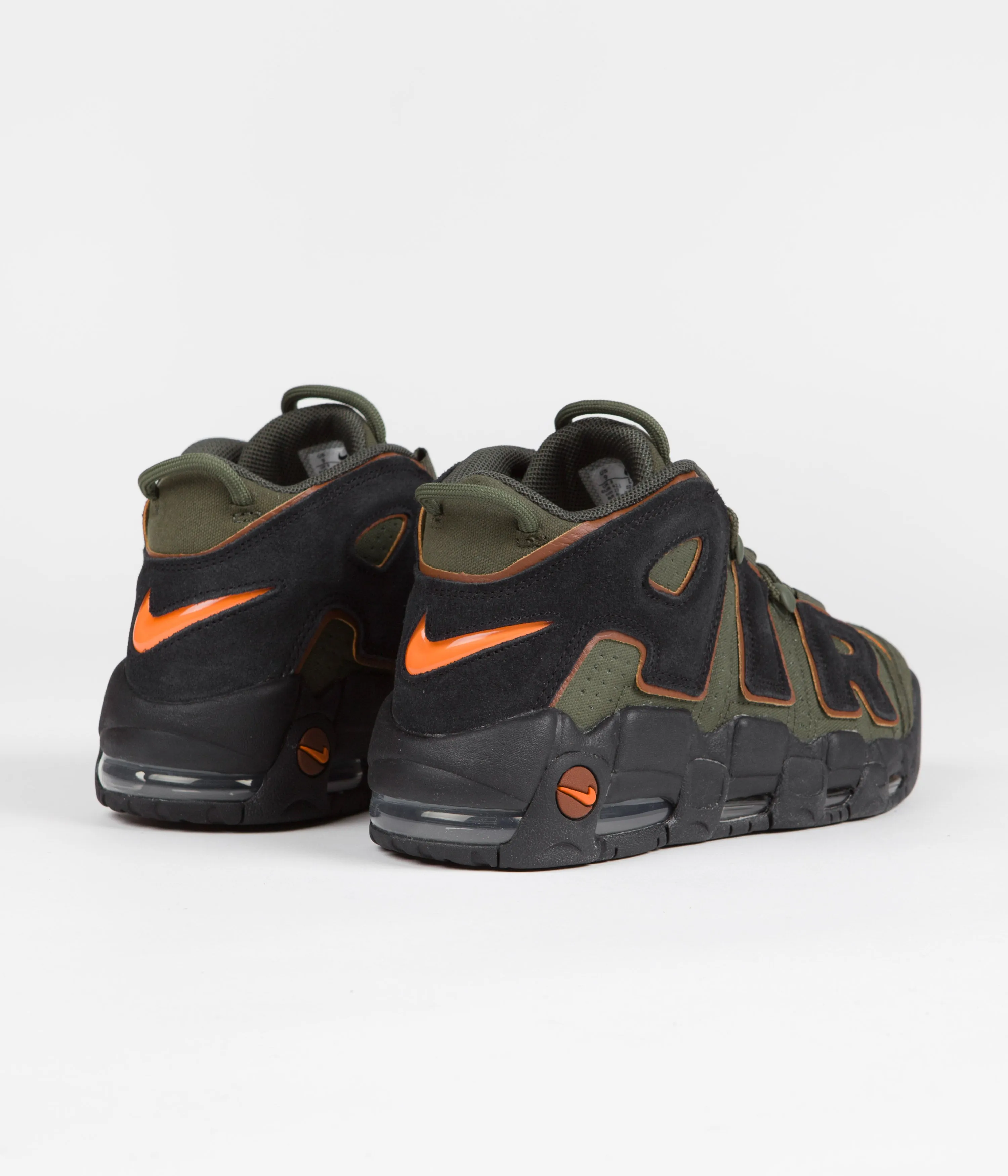 Nike Air More Uptempo '96 Shoes - Cargo Khaki / Black - Pecan - Alpha Orange