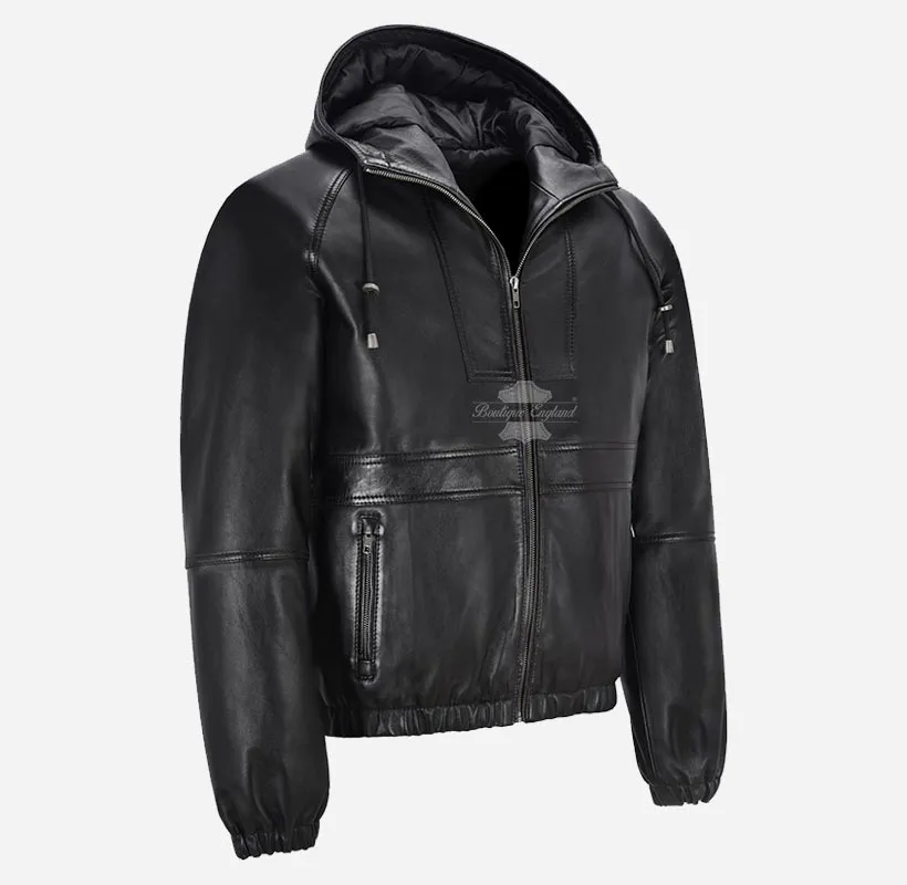 NOMAD LEATHER HOODED JACKET Men's Sports Leather Hoodie