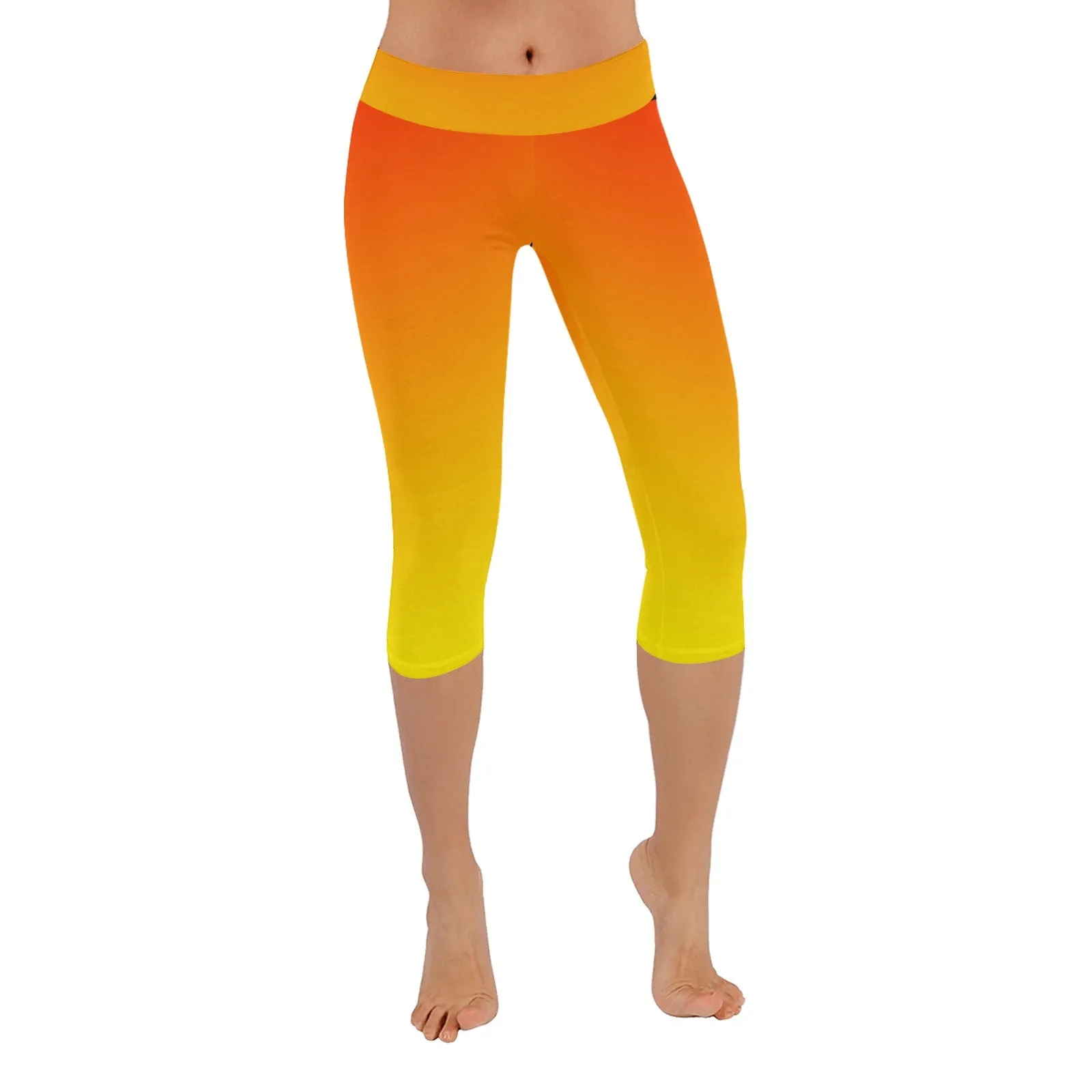 Ombre Orange Yellow Capri Leggings up to 5 XL