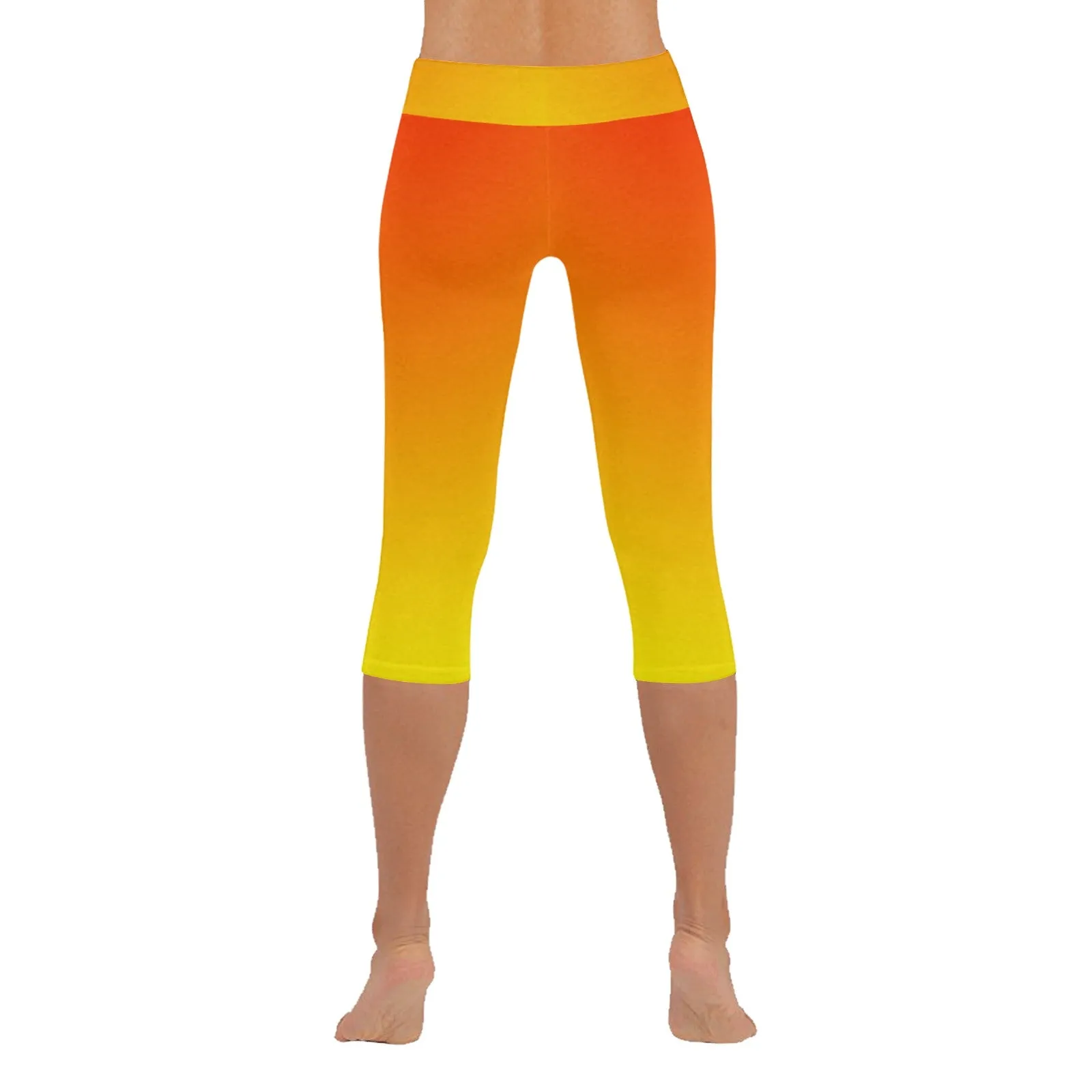 Ombre Orange Yellow Capri Leggings up to 5 XL