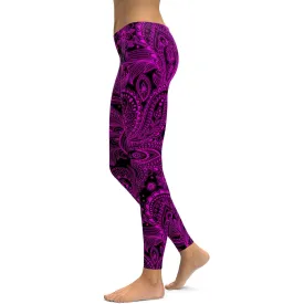 Pink Glowing Floral Leggings