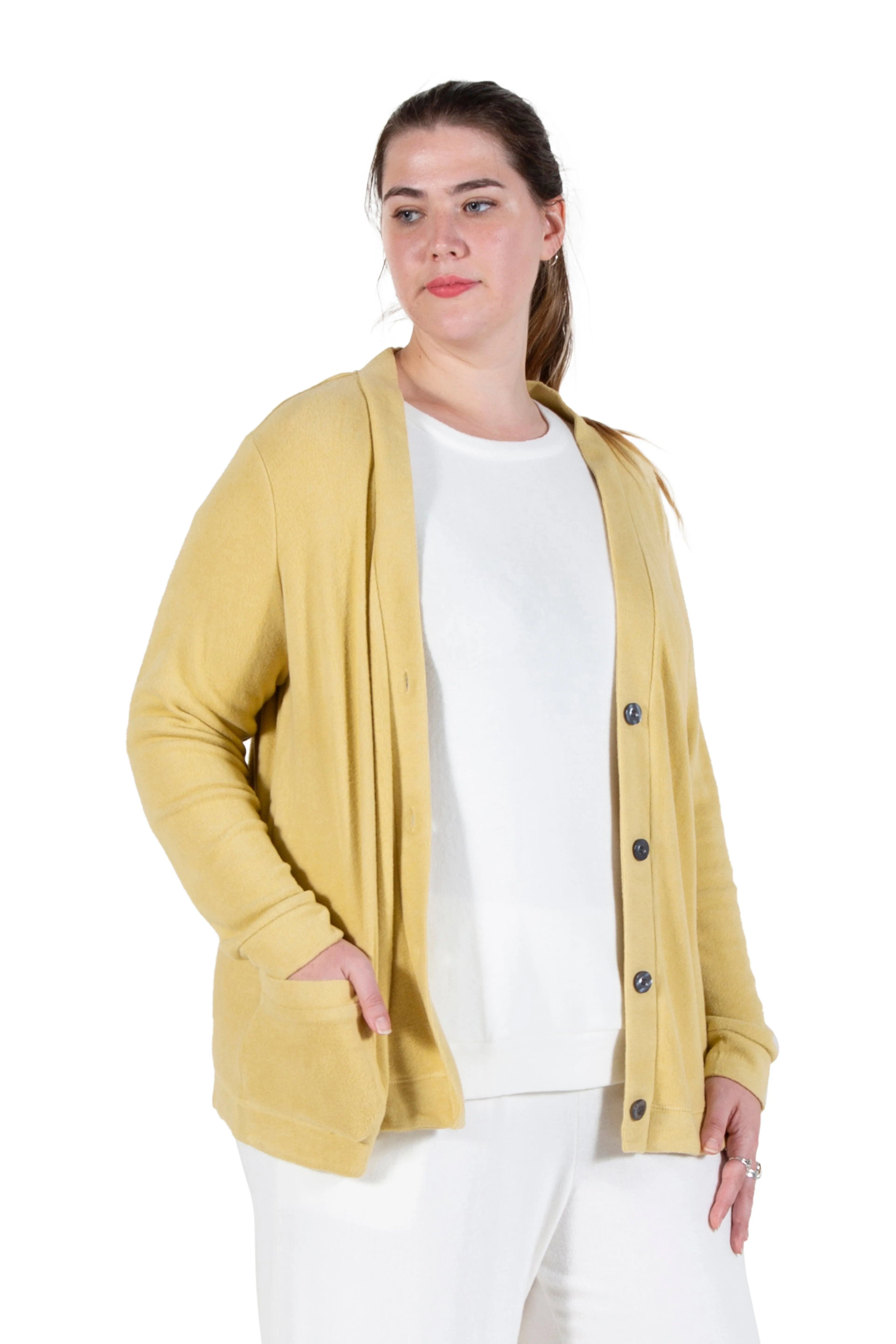 Plus Size Comfort Collection Luxe Cozy Knit Button Front Jacket