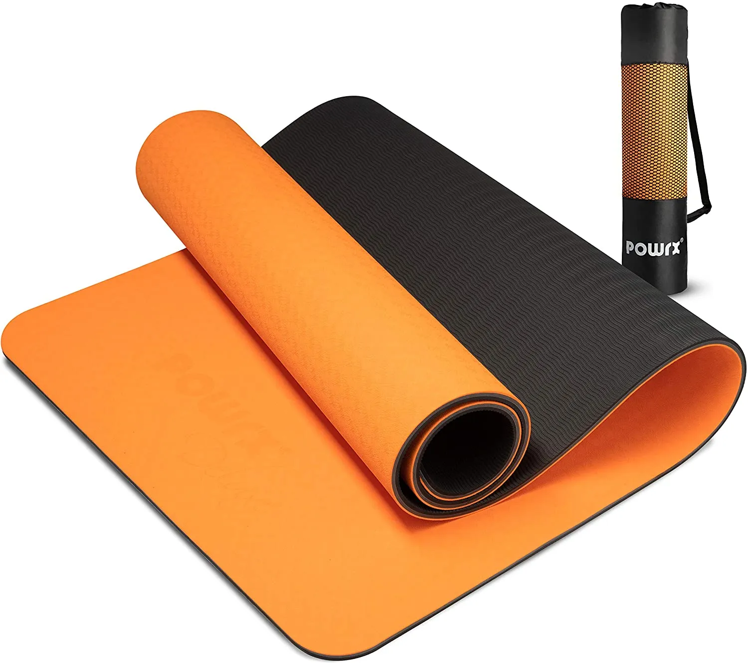 POWRX Yoga Mat 3-layer Technology incl. Carrying Strap   Bag | Excersize mat for workout | Non-slip large yoga mat, 67" x 24"