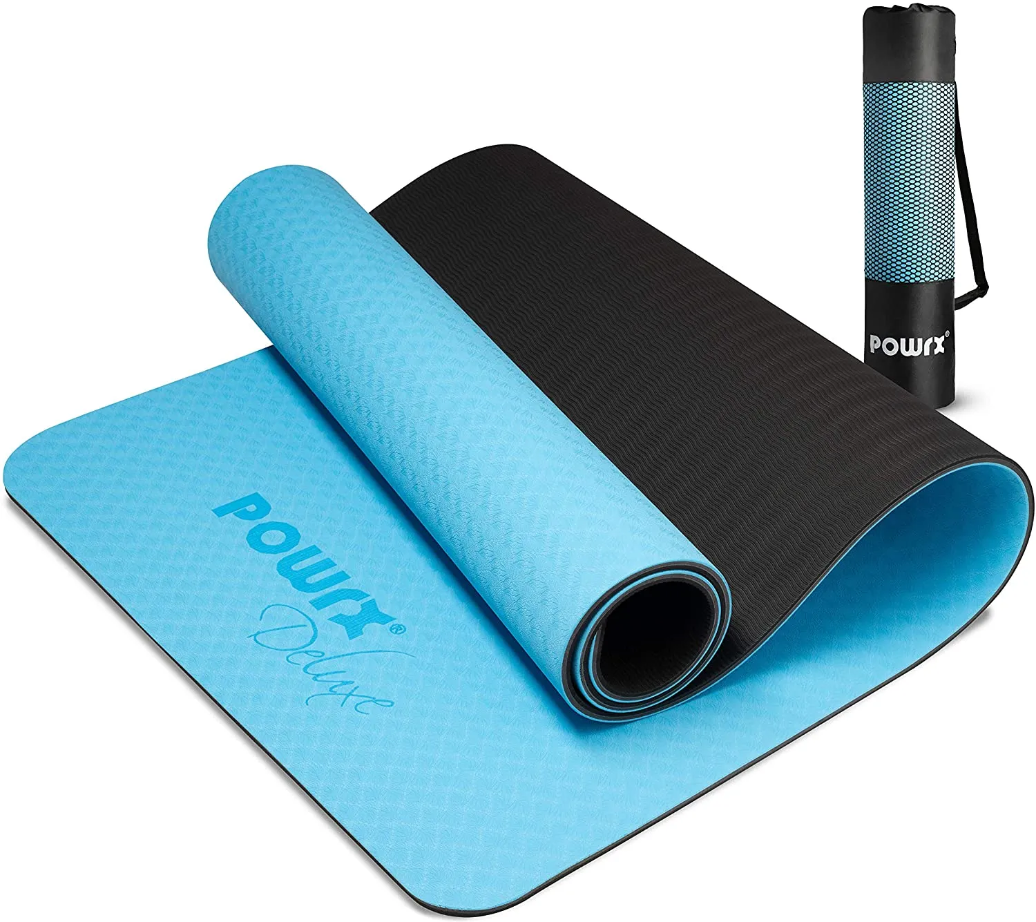 POWRX Yoga Mat 3-layer Technology incl. Carrying Strap   Bag | Excersize mat for workout | Non-slip large yoga mat, 67" x 24"