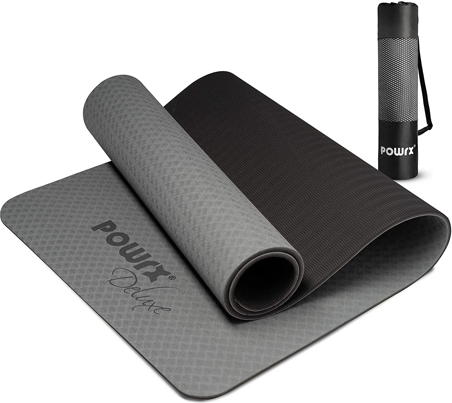 POWRX Yoga Mat 3-layer Technology incl. Carrying Strap   Bag | Excersize mat for workout | Non-slip large yoga mat, 67" x 24"