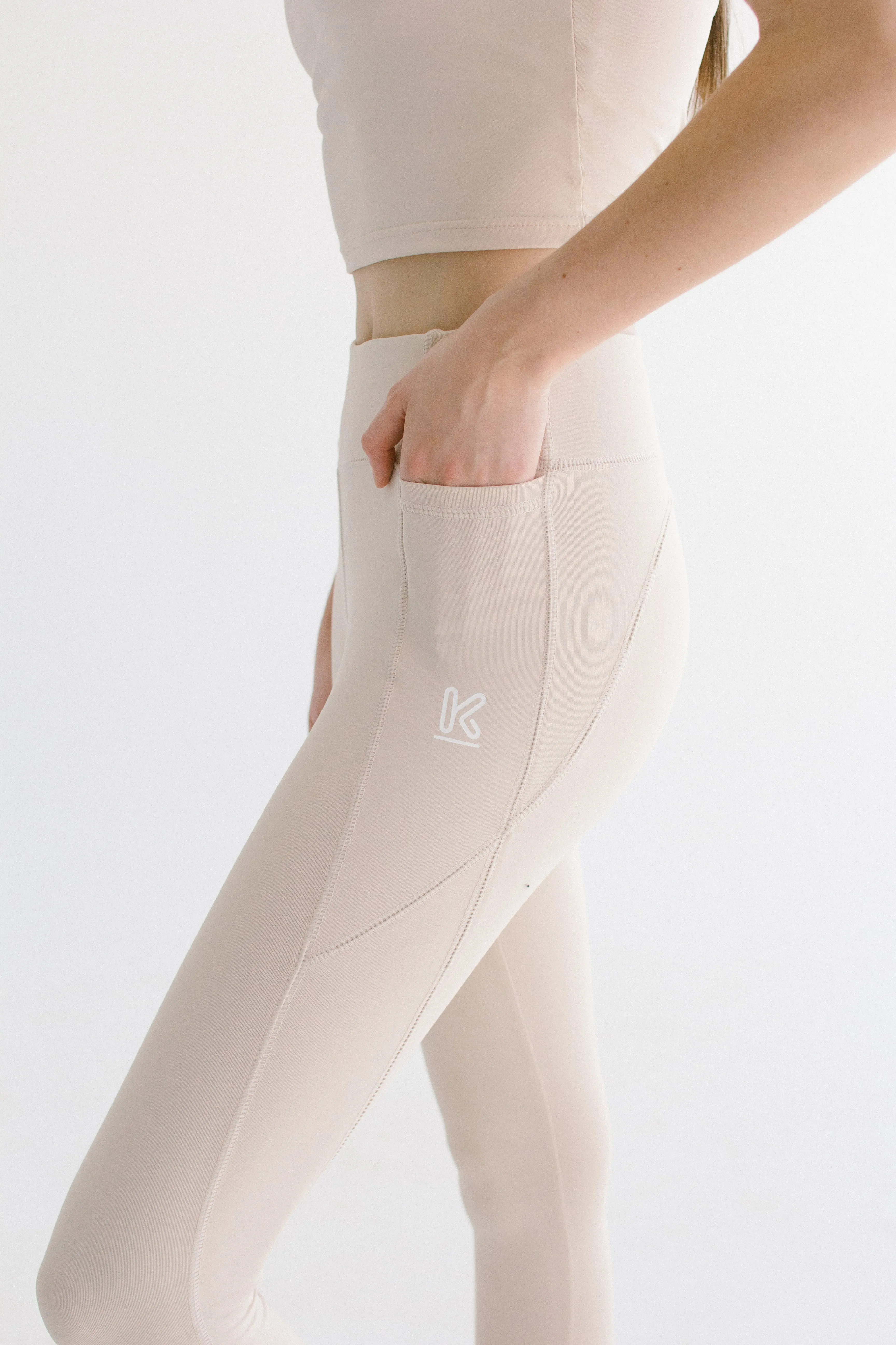 Premium Luxe 7/8 High Waisted Leggings - Vanilla Latte