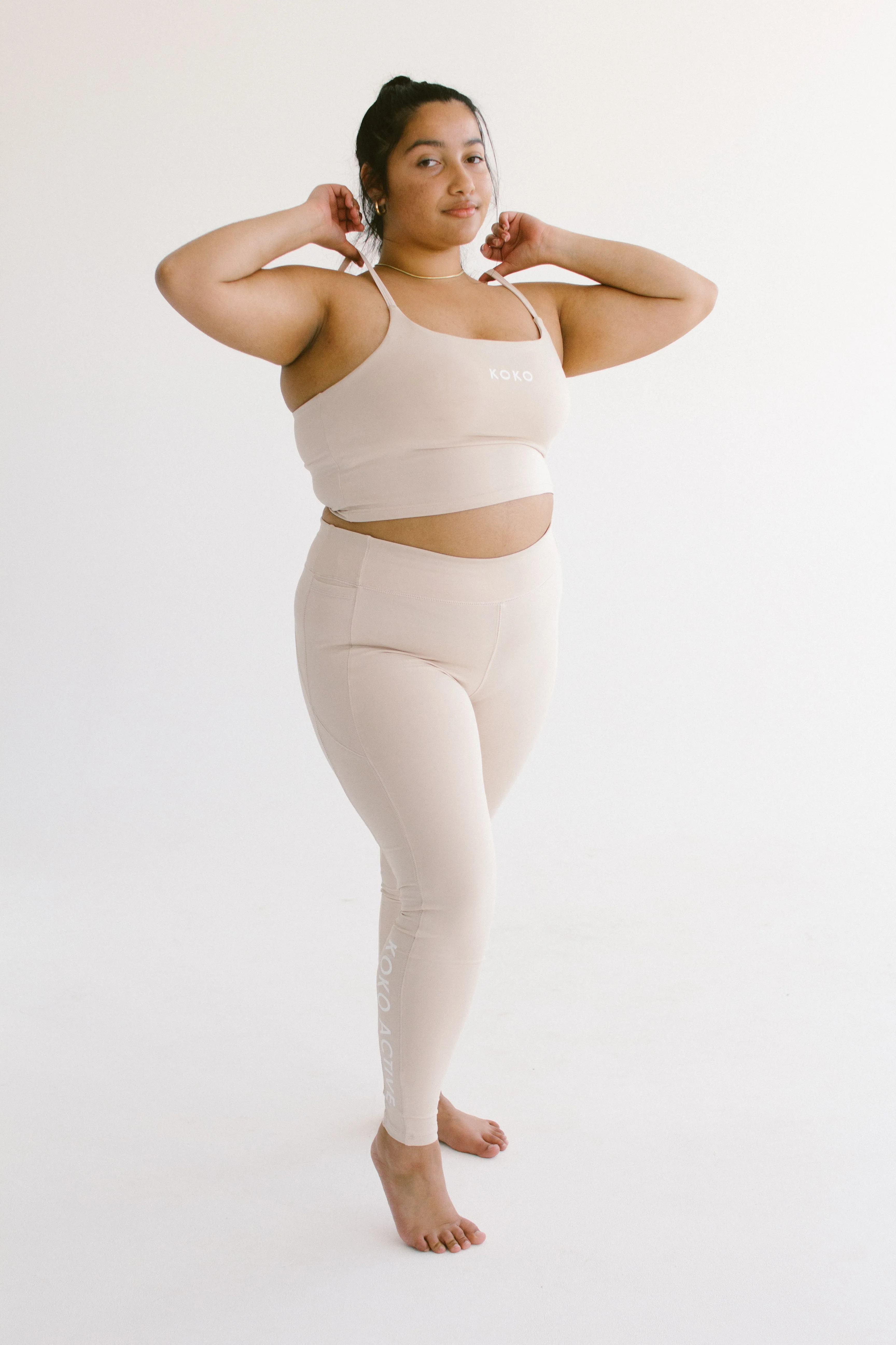 Premium Luxe 7/8 High Waisted Leggings - Vanilla Latte