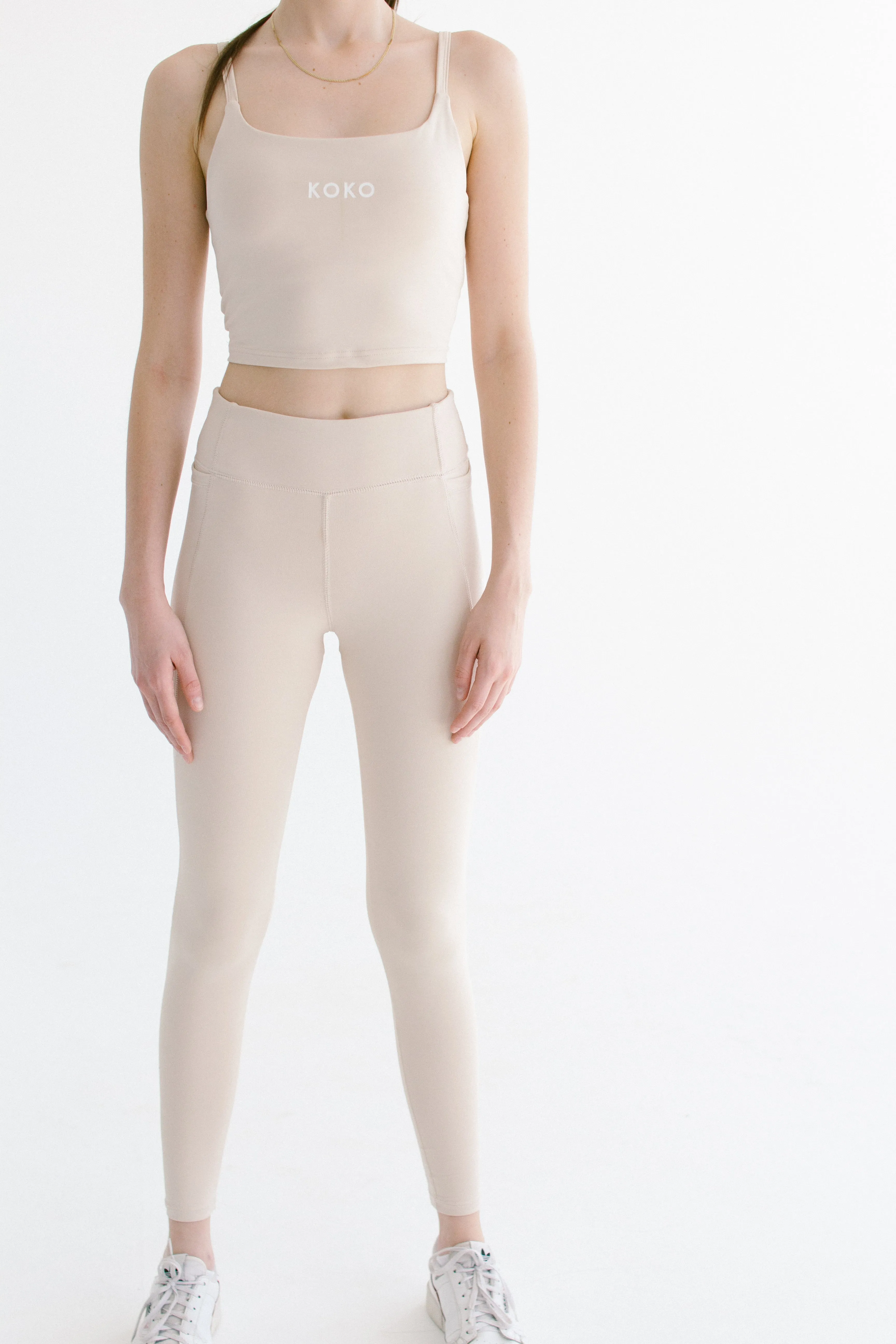 Premium Luxe 7/8 High Waisted Leggings - Vanilla Latte