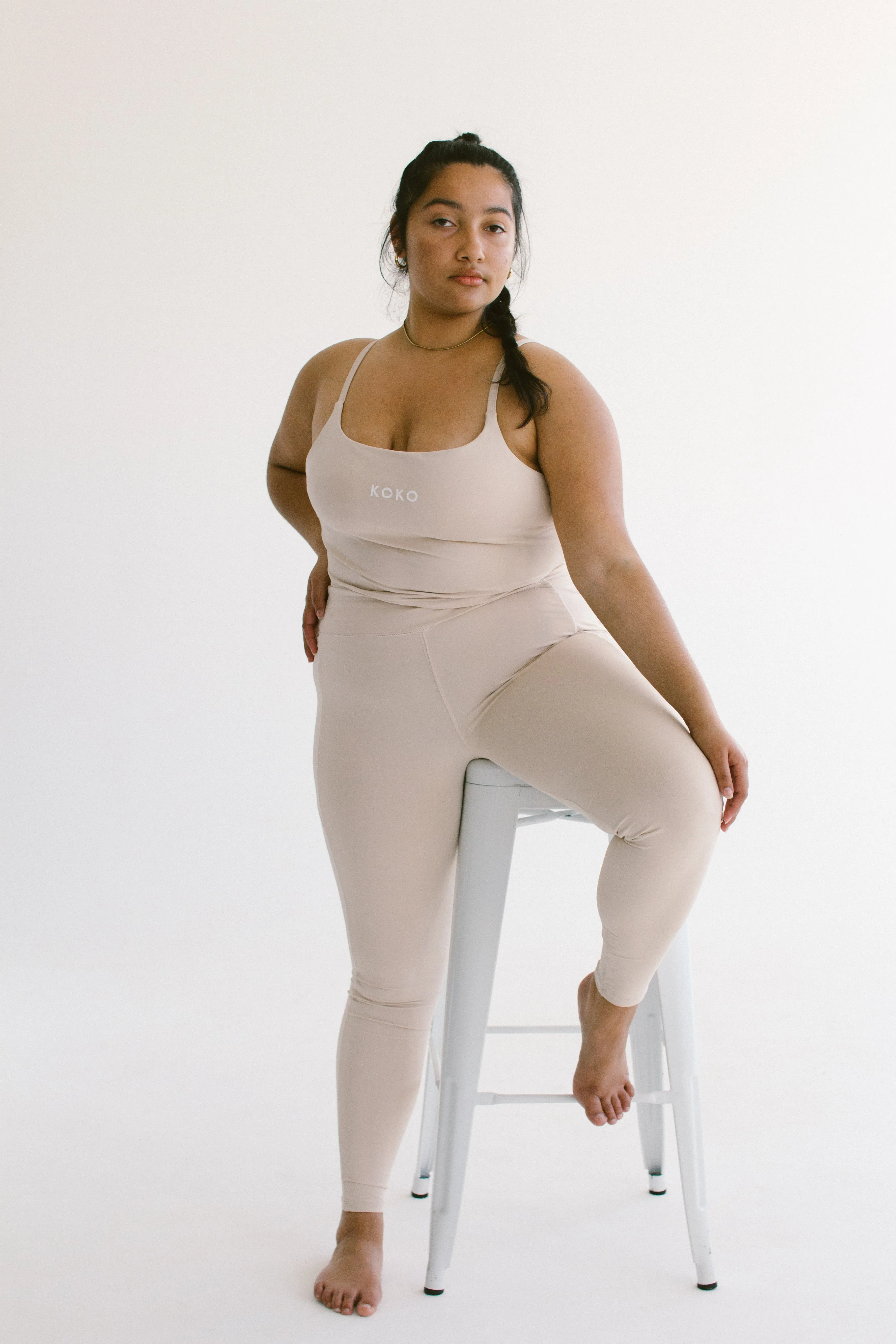 Premium Luxe 7/8 High Waisted Leggings - Vanilla Latte