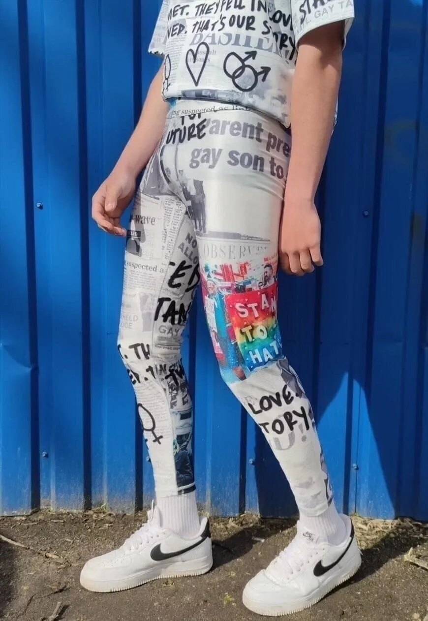 Pride leggings LGBT graffiti love gay pants rainbow tights