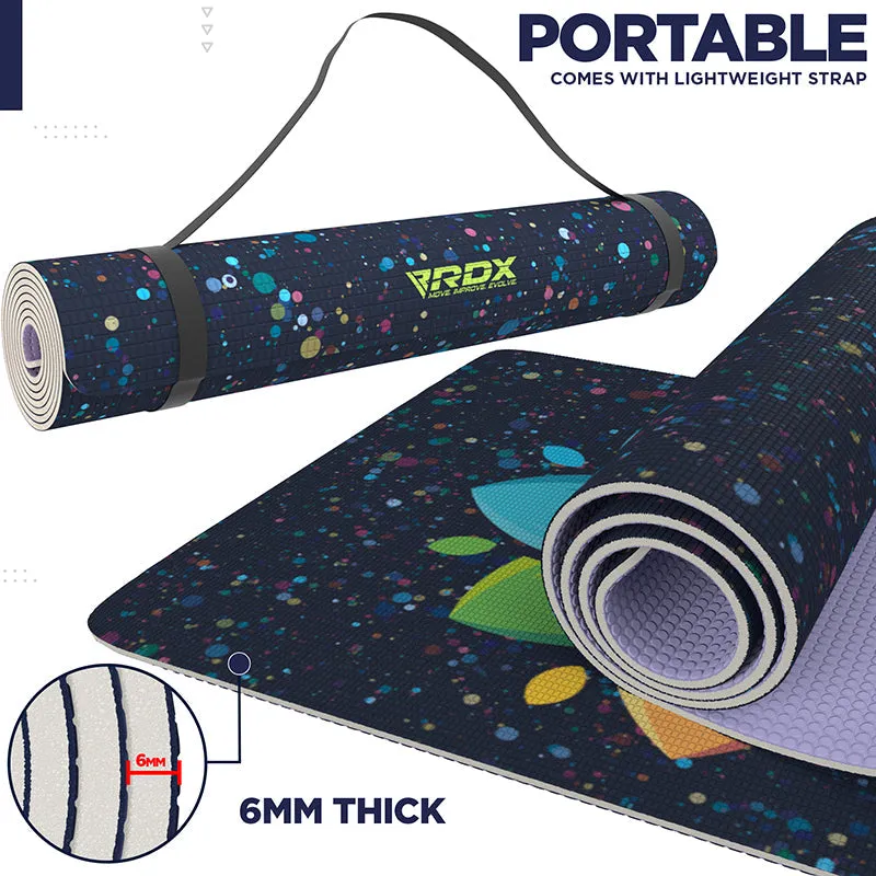 RDX D1 Iris 6mm PVC Yoga Mat Midnight Lotus