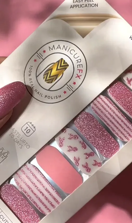 Rosy Ribbon Sparkle - Nail Wraps (Standard)