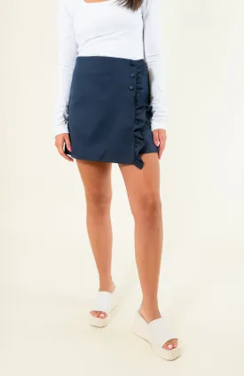 Ruffle Trim Skirt - Navy