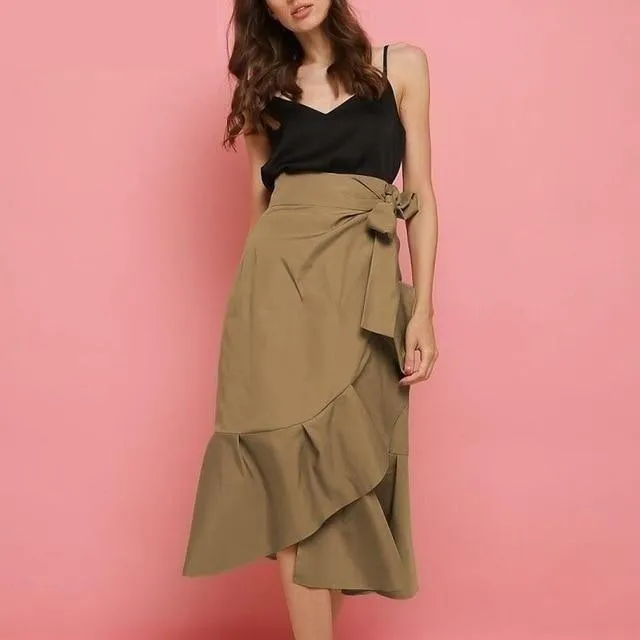 Sexy Ruffled Party High Waist Mid-Calf Skirt