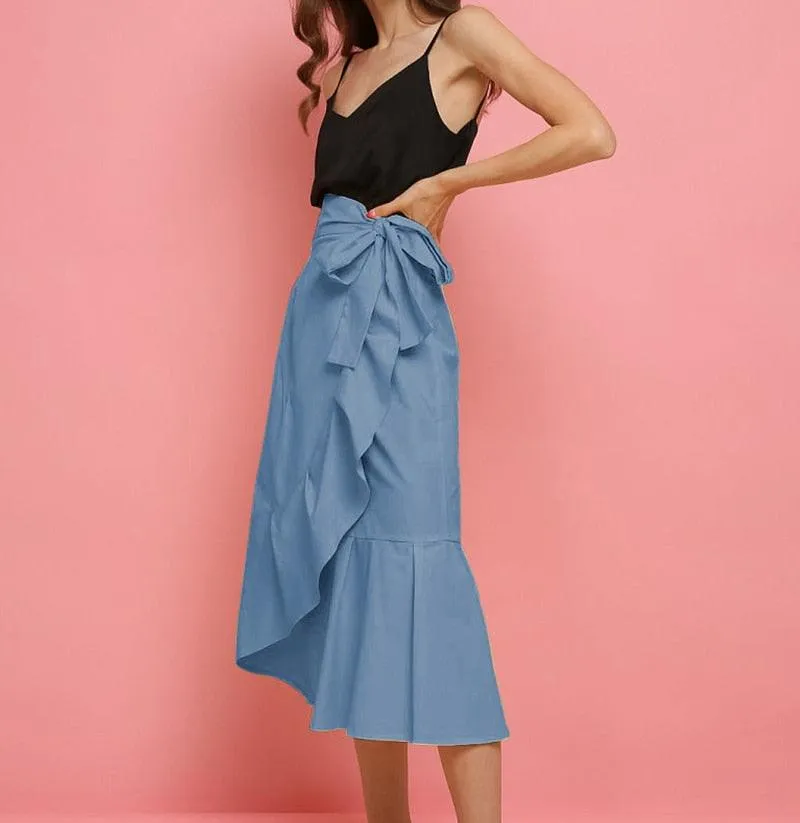 Sexy Ruffled Party High Waist Mid-Calf Skirt